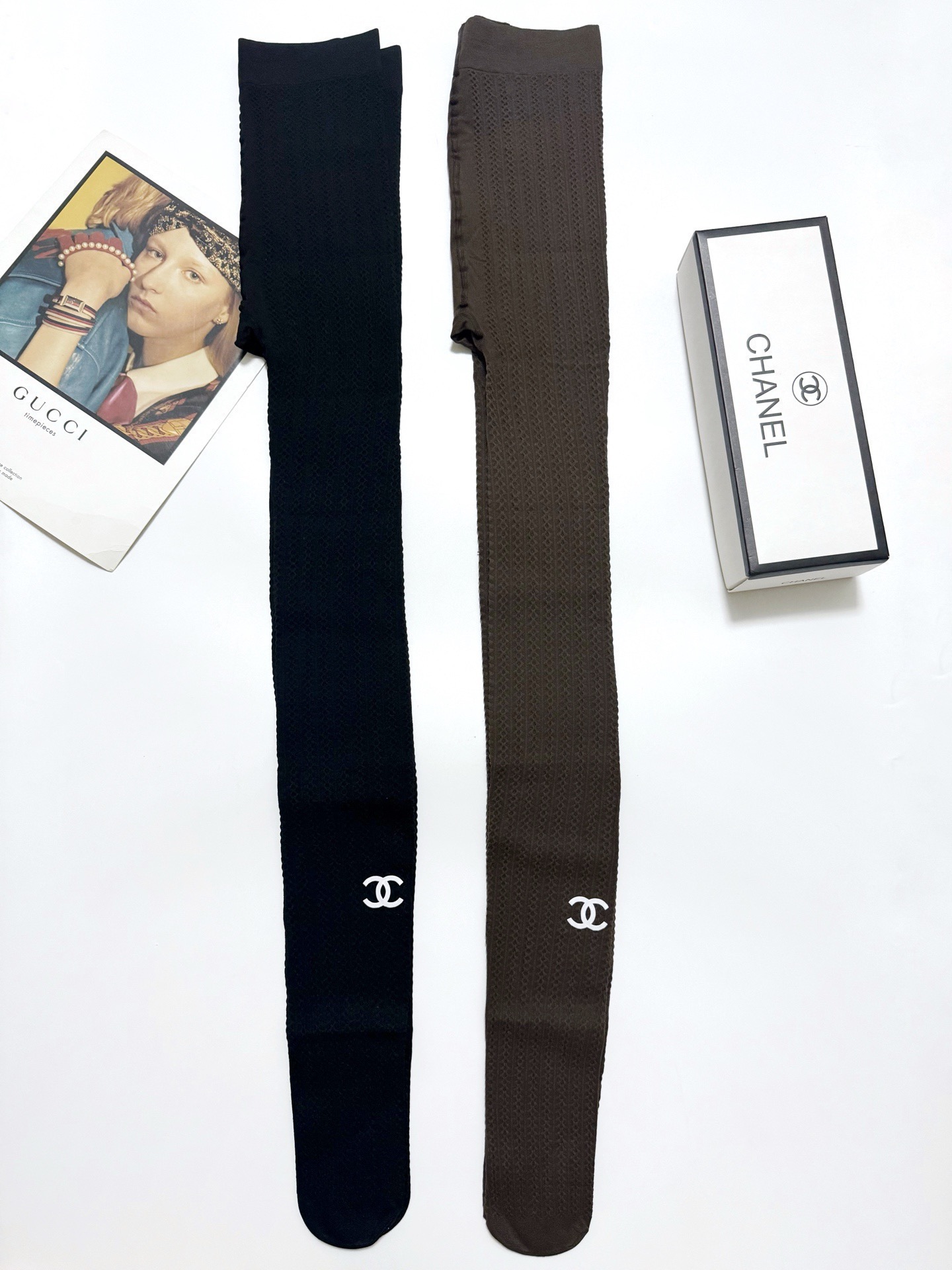 配包装🌟【一盒一双】🌟Chanel 香奈儿 爆款麻花纹 双C 字母 打底裤袜 🌟好看到爆炸 欧美大牌天鹅