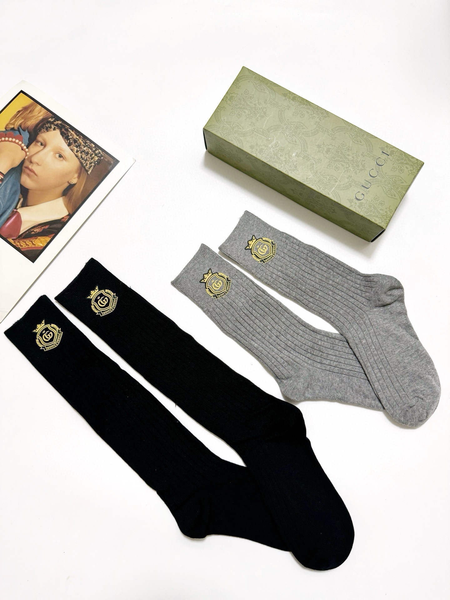 配包装🌟【一盒2 双】🌟Gucci 古琦 🌟超级爆款！网红小腿袜，中筒袜+长筒袜，经典爆款组合❗原单品质