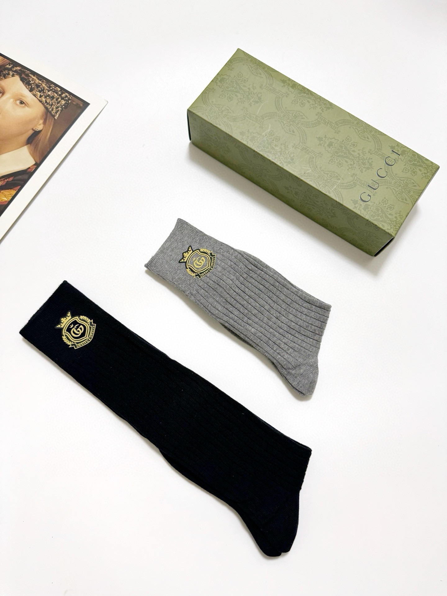 配包装🌟【一盒2 双】🌟Gucci 古琦 🌟超级爆款！网红小腿袜，中筒袜+长筒袜，经典爆款组合❗原单品质