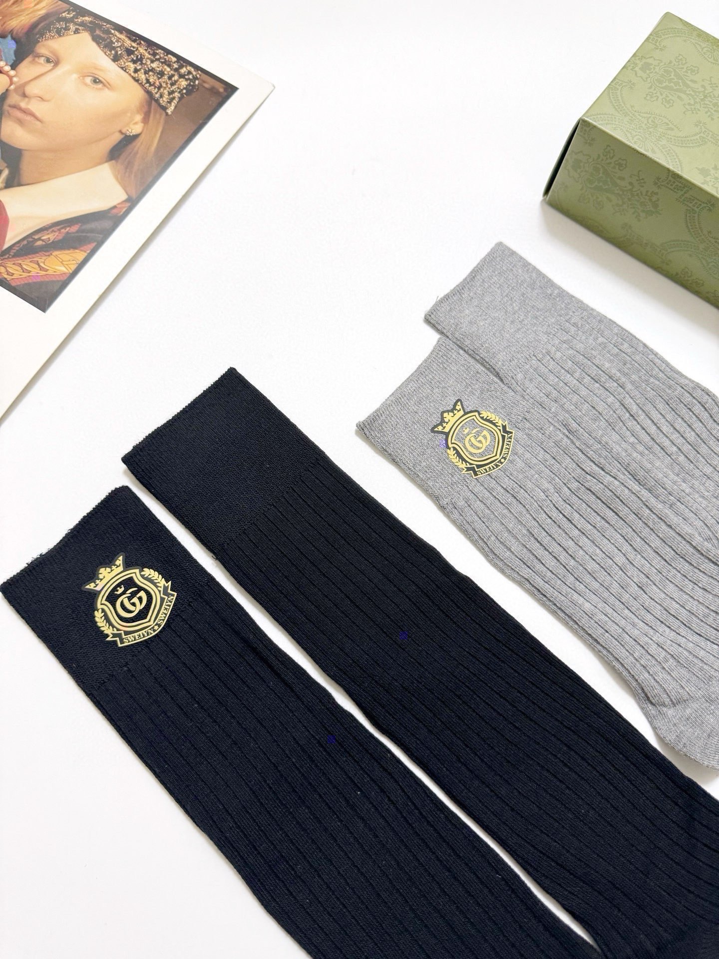 配包装🌟【一盒2 双】🌟Gucci 古琦 🌟超级爆款！网红小腿袜，中筒袜+长筒袜，经典爆款组合❗原单品质