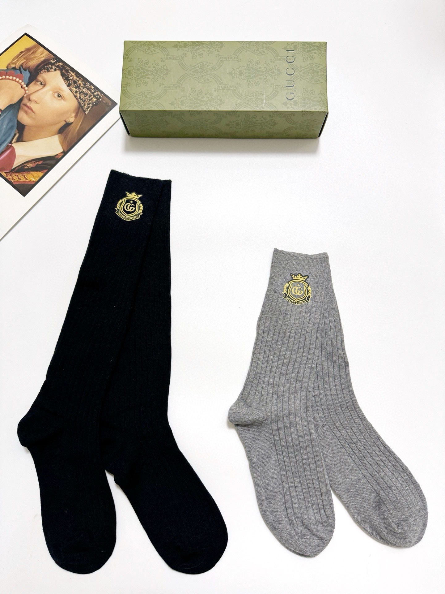 配包装🌟【一盒2 双】🌟Gucci 古琦 🌟超级爆款！网红小腿袜，中筒袜+长筒袜，经典爆款组合❗原单品质