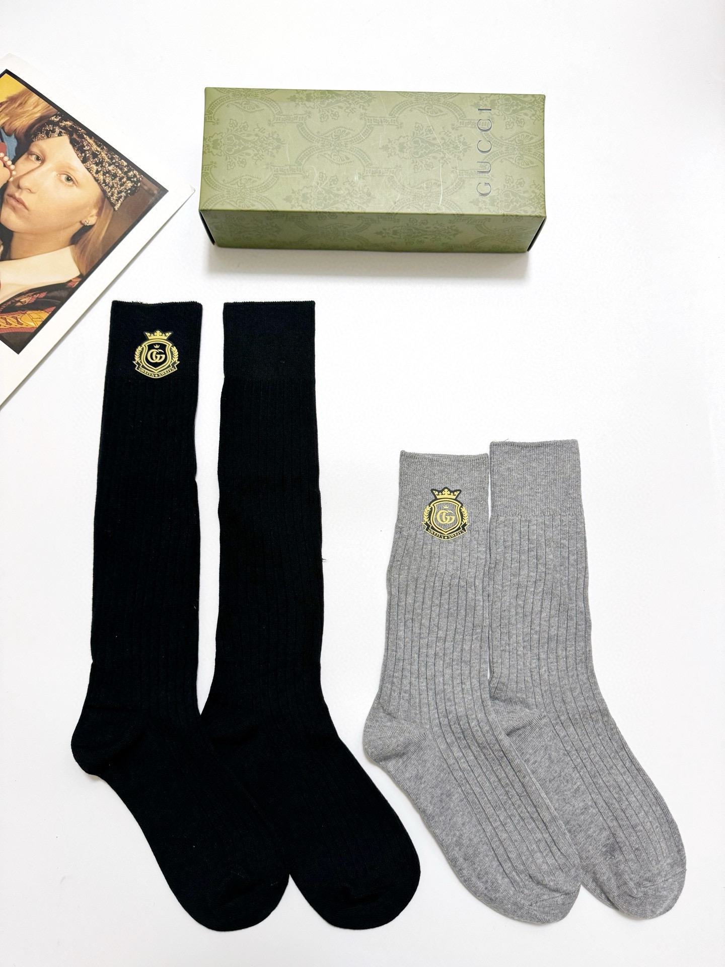 配包装🌟【一盒2 双】🌟Gucci 古琦 🌟超级爆款！网红小腿袜，中筒袜+长筒袜，经典爆款组合❗原单品质