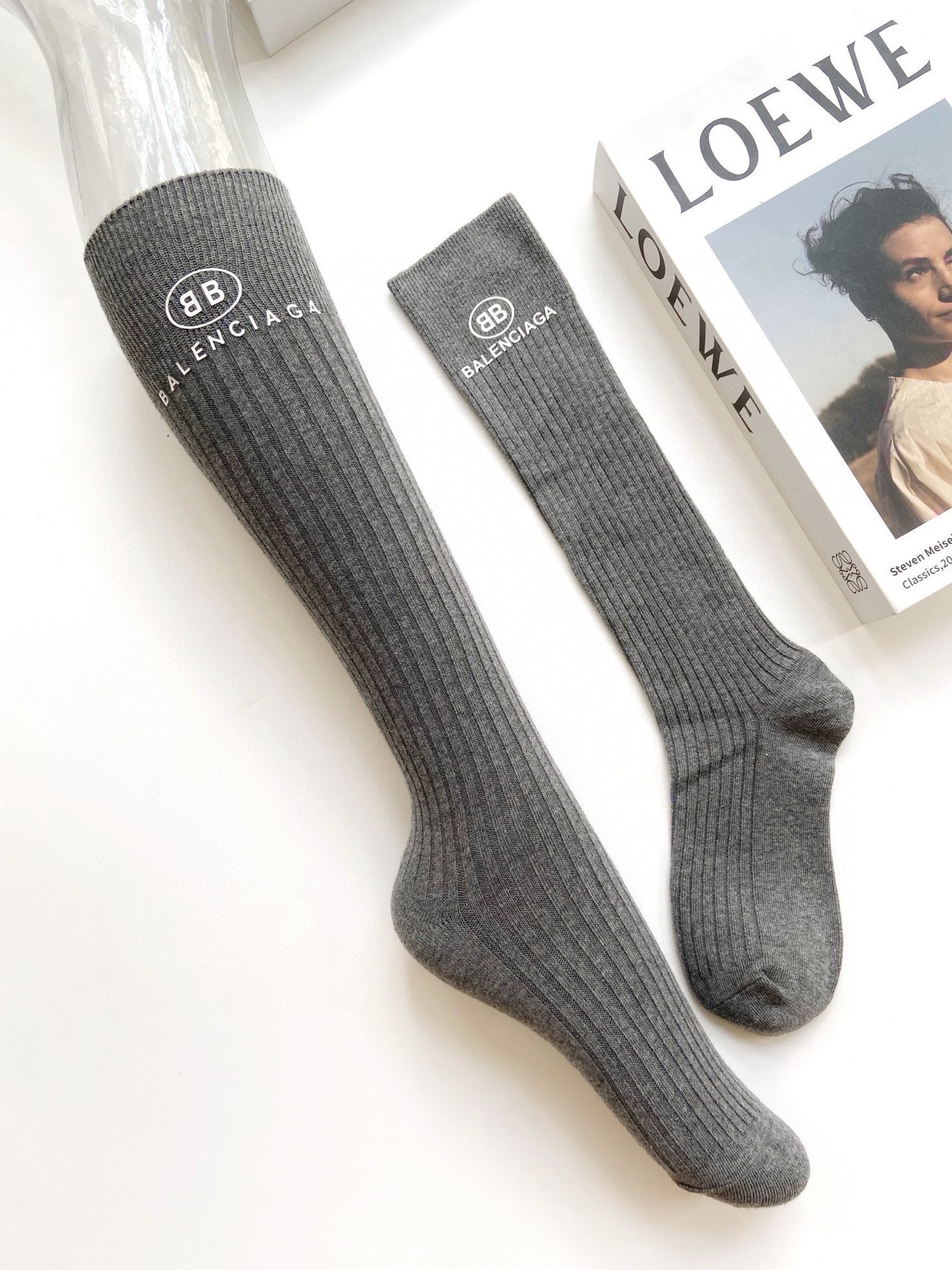 配包装🌟【一盒一双】🌟巴黎世家 balenciaga 经典字母logo纯棉长筒袜 小腿袜🌟重工装饰个性时