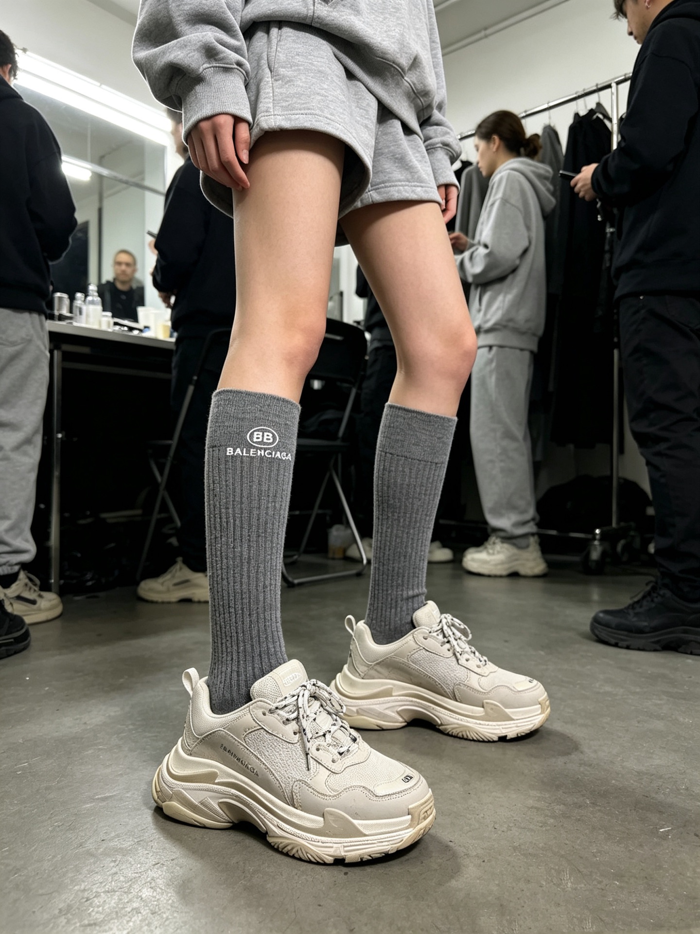 配包装🌟【一盒一双】🌟巴黎世家 balenciaga 经典字母logo纯棉长筒袜 小腿袜🌟重工装饰个性时