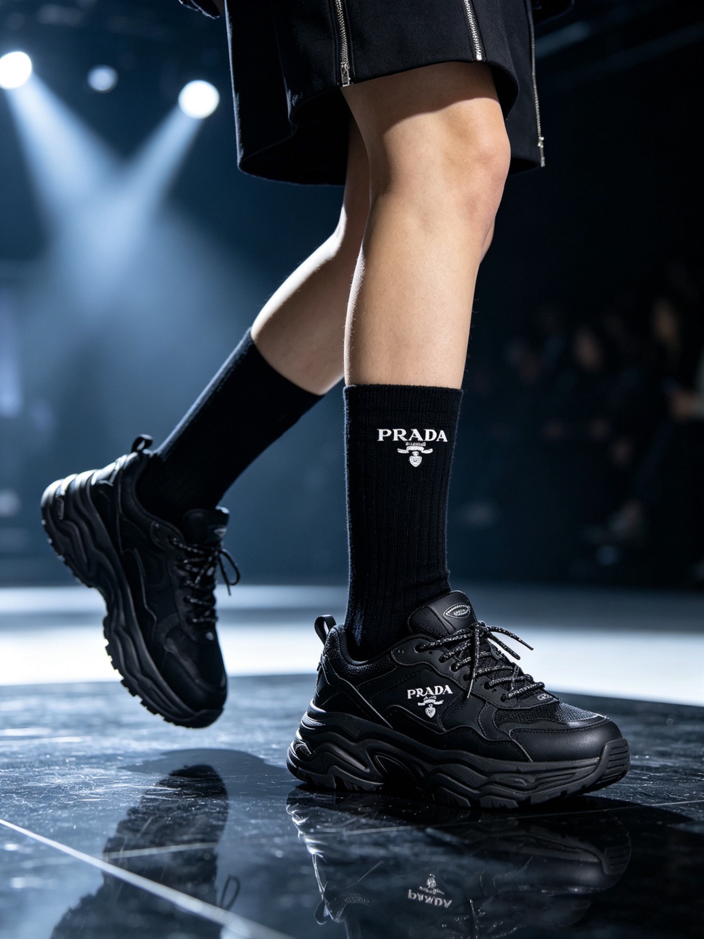 配包装🌟【一盒 2 双】🌟 Prada 经典字母logo纯棉 中筒袜  🌟经典配色个性时尚🌟ins爆款！