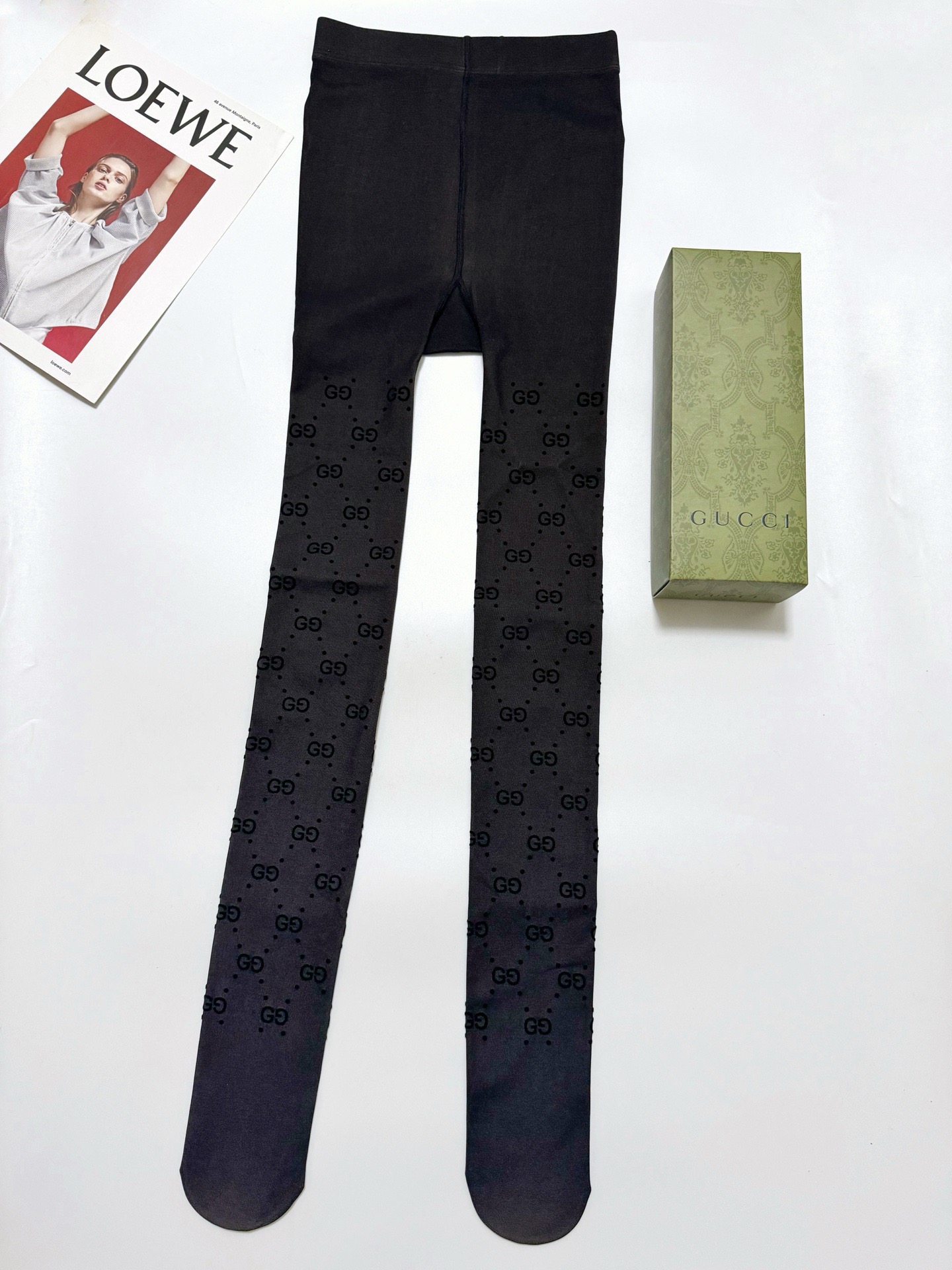 【加厚款 克重100g】  配包装 🌟【一盒一双】 🌟Gucci 古琦 ins爆款，秋冬加厚丝袜 ，水光黑丝透肤打底连裤