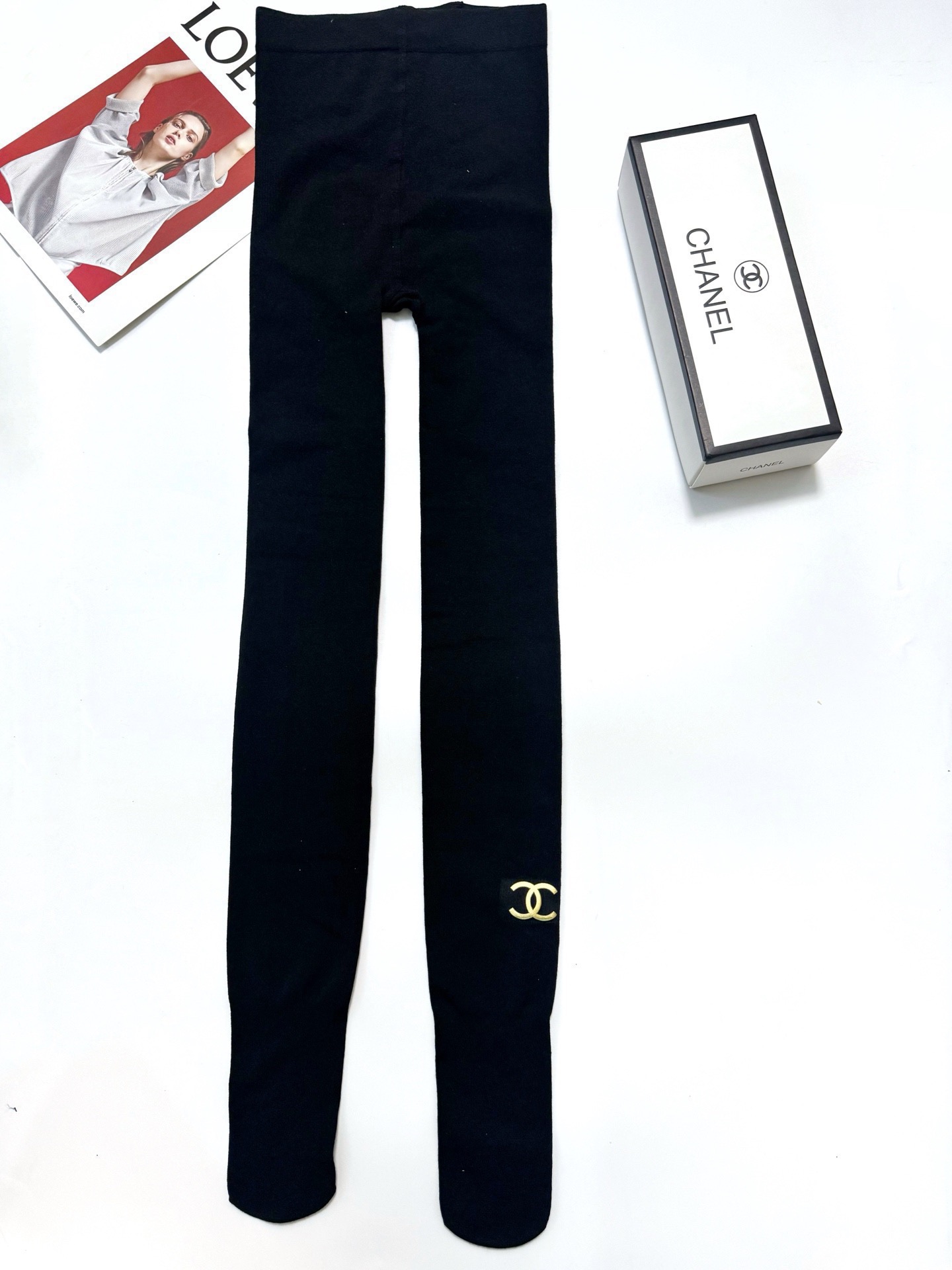 配包装 🌟【一盒一双】（不加绒） 🌟Chanel 香奈儿 ins爆款连裤袜 ，🌟对版高货！超大弹力。150g螺纹棉竖条纹