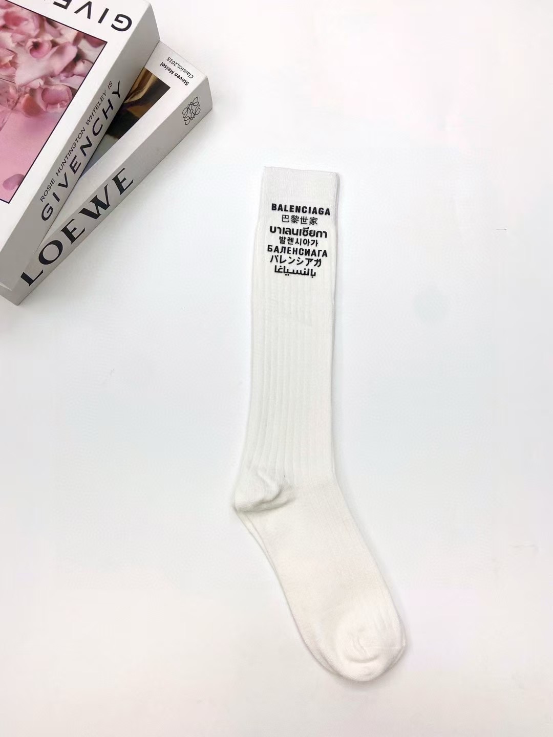 配包装 🌟【一盒一双】 🌟巴黎世家 balenciaga 经典字母logo纯棉长筒袜  小腿袜 🌟重工装饰个性时尚 🌟i