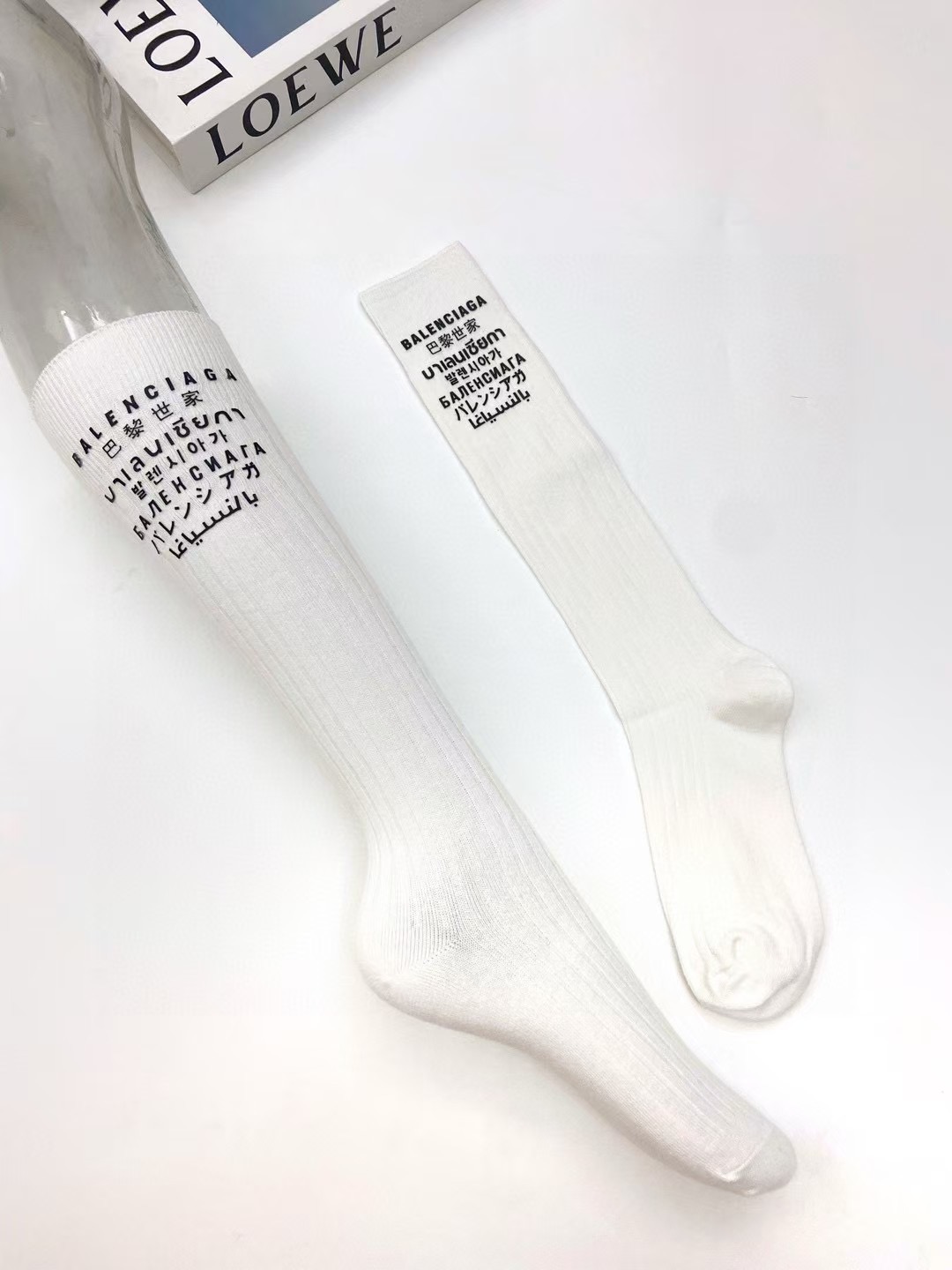 配包装 🌟【一盒一双】 🌟巴黎世家 balenciaga 经典字母logo纯棉长筒袜  小腿袜 🌟重工装饰个性时尚 🌟i