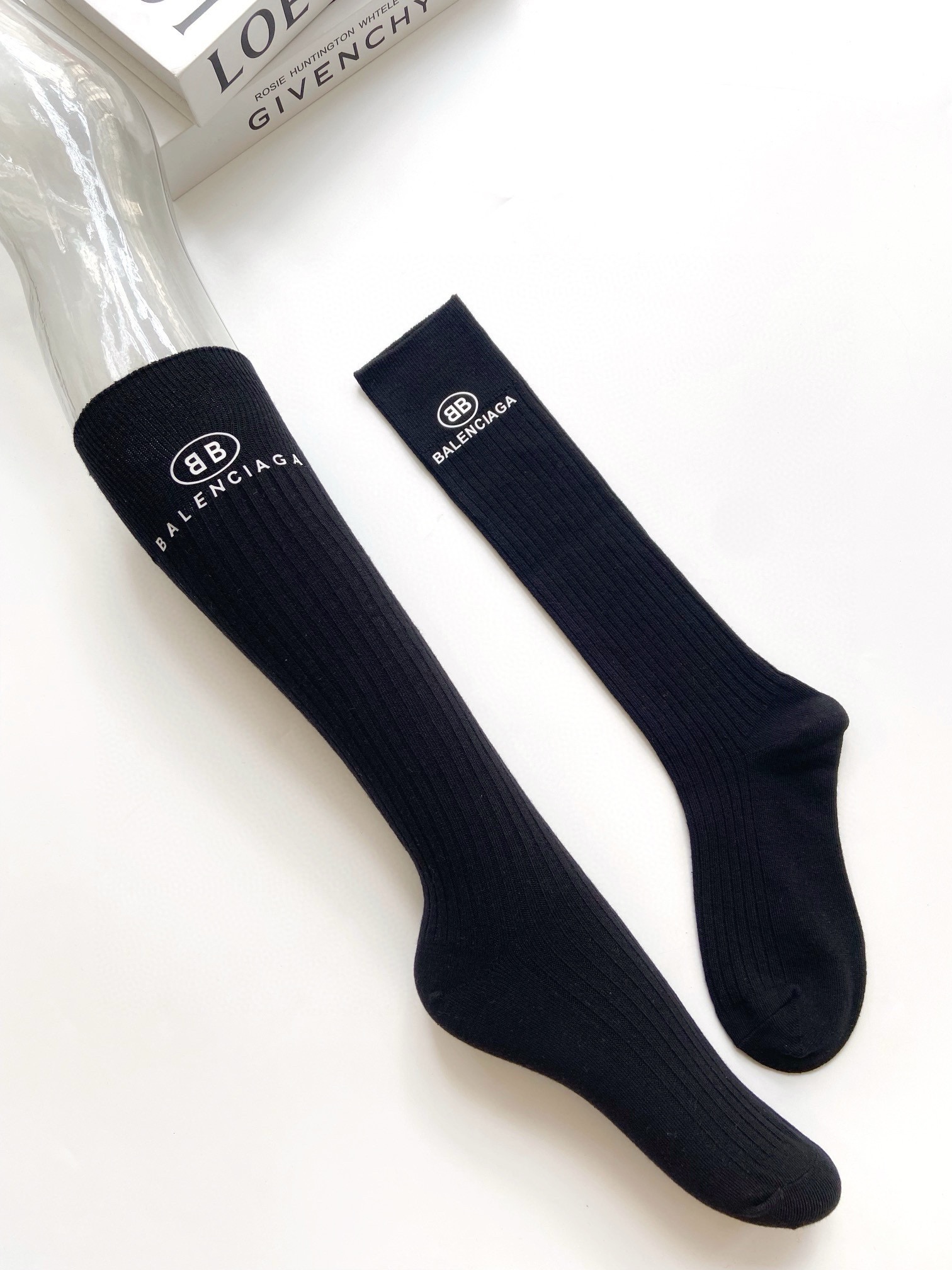 配包装 🌟【一盒一双】 🌟巴黎世家 balenciaga 经典字母logo纯棉长筒袜  小腿袜 🌟重工装饰个性时尚 🌟i