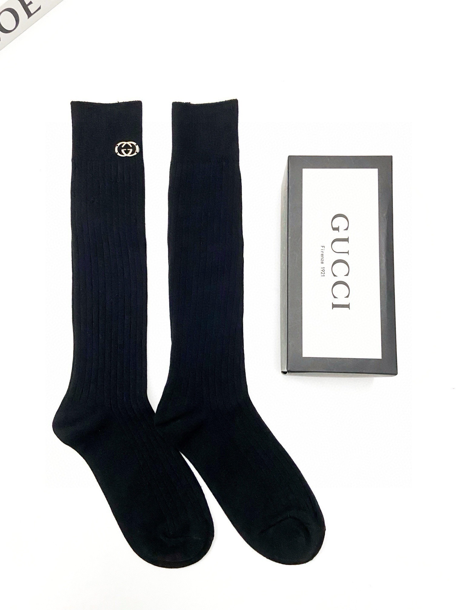 配包装 🌟【一盒一双】 🌟Gucci 古琦  经典字母logo纯棉长筒袜  小腿袜 🌟重工装饰个性时尚 🌟ins爆款！专