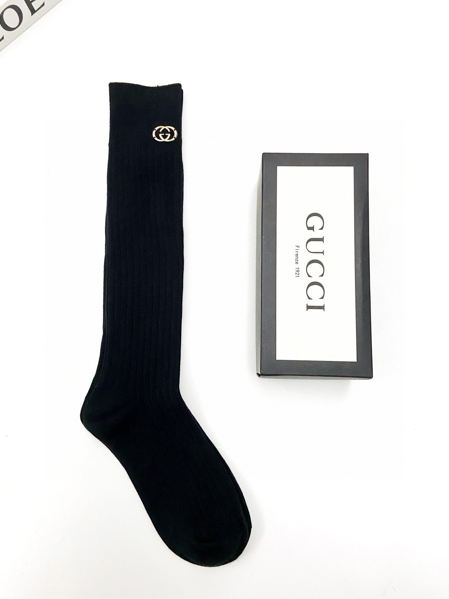 配包装 🌟【一盒一双】 🌟Gucci 古琦  经典字母logo纯棉长筒袜  小腿袜 🌟重工装饰个性时尚 🌟ins爆款！专