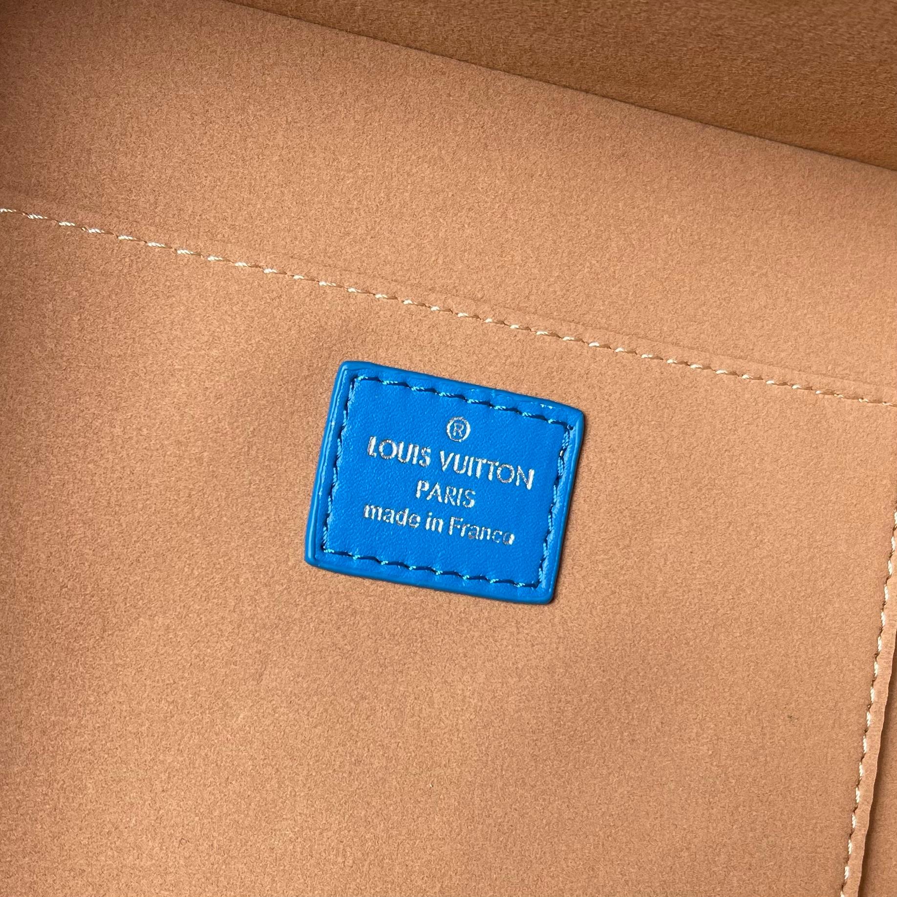 Louis Vuitton Shopper Medium Bag Blue Leather, Removable Strap 10 a1740803078981 5028