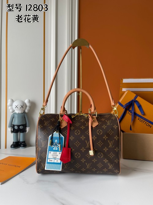Louis Vuitton Speedy Soft 30 Monogram Canvas Handbag with Leather Trim 1 Louis Vuitton Speedy Soft 30 Monogram Canvas Handbag with Leather Trim