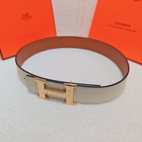 Hermes Belt 4.0cm Double-Sided Leather with Custom Copper Buckle