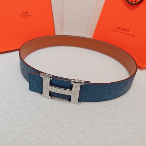 Hermes 4.0cm Reversible Leather Belt with H Buckle, Double Sided 1 Hermes 4.0cm Reversible Leather Belt with H Buckle, Double Sided