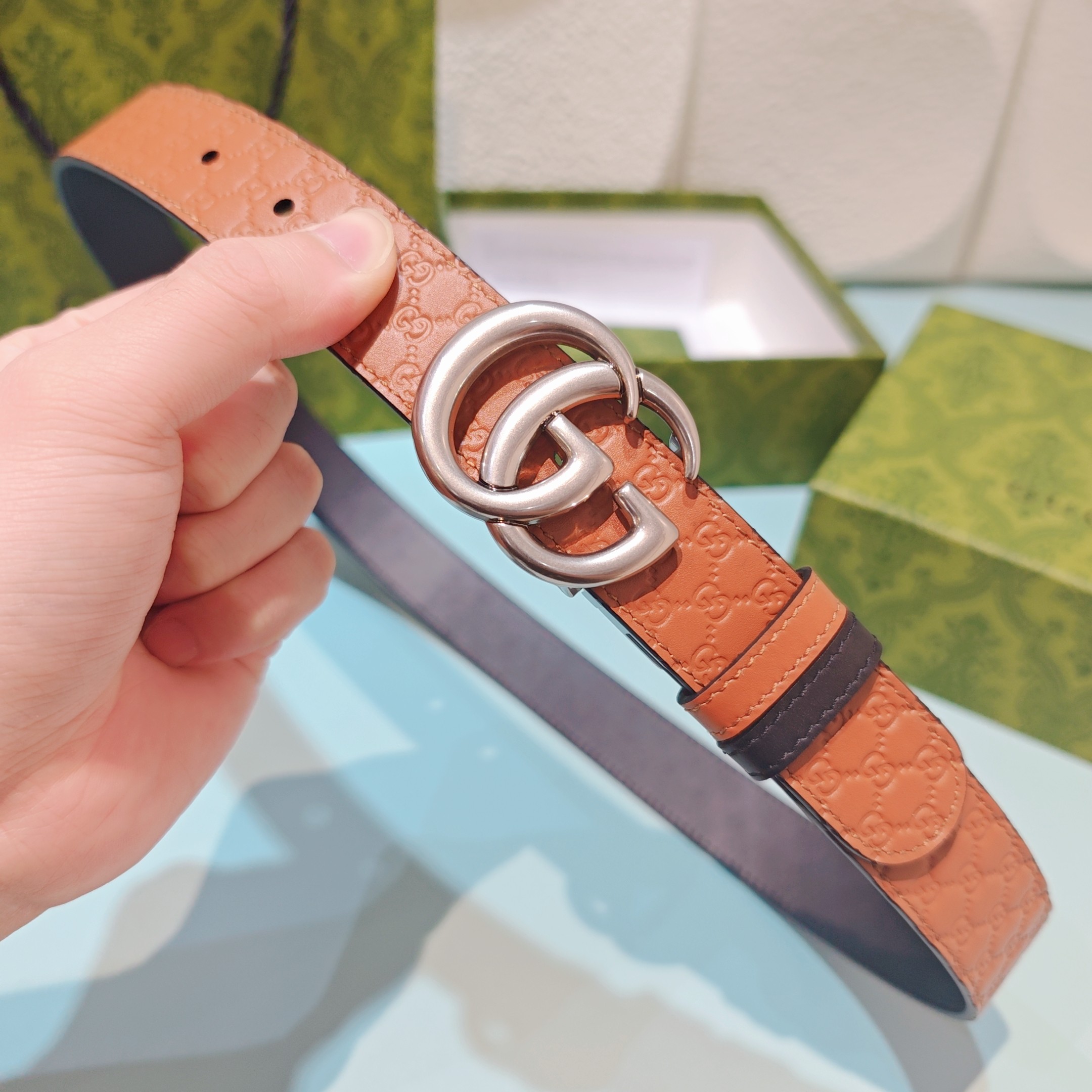 💥💥💥3.0cm 古驰 腰带，双面头层牛皮，长度：75.80.85.90.95.100.105欧，铜五金