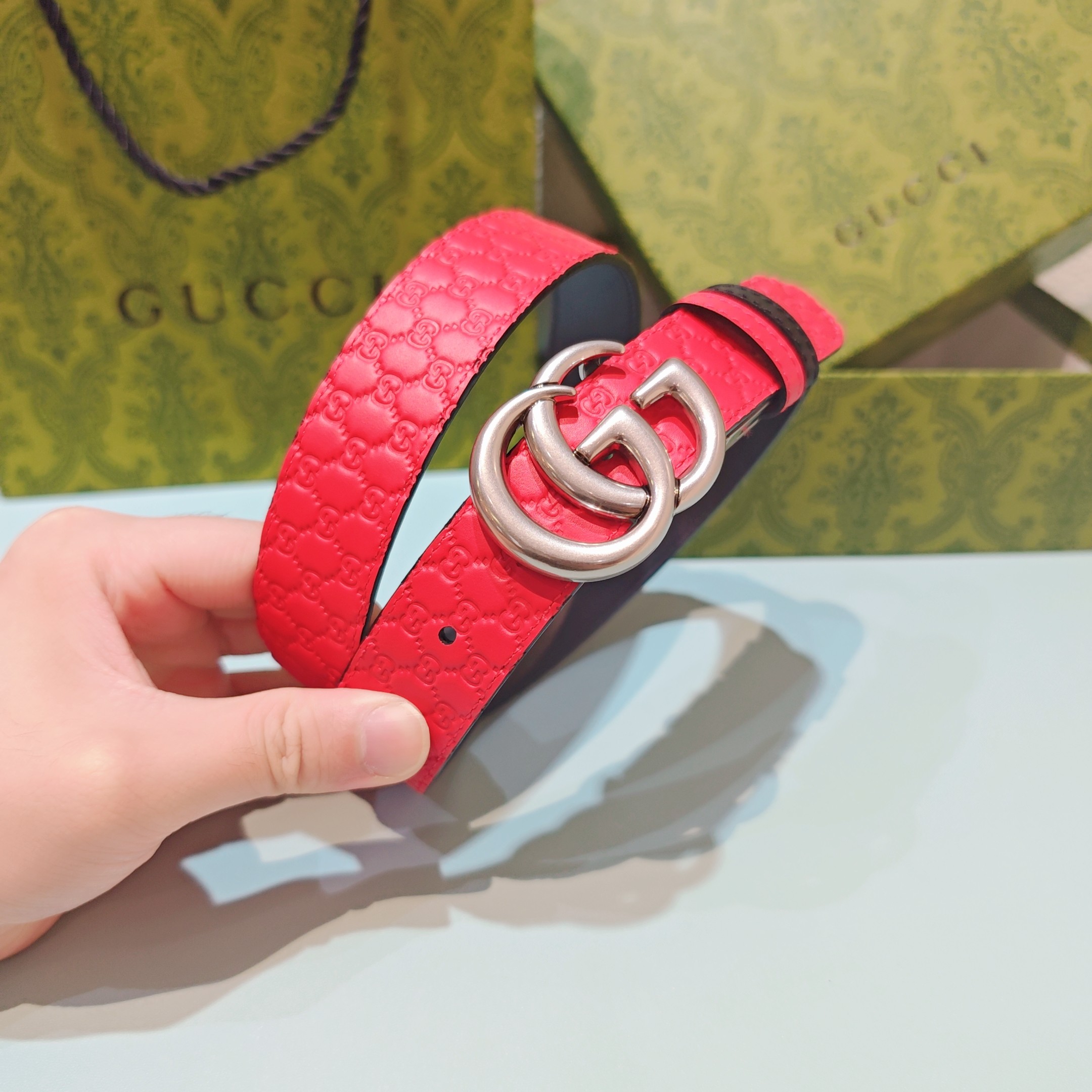 💥💥💥3.0cm 古驰 腰带，双面头层牛皮，长度：75.80.85.90.95.100.105欧，铜五金