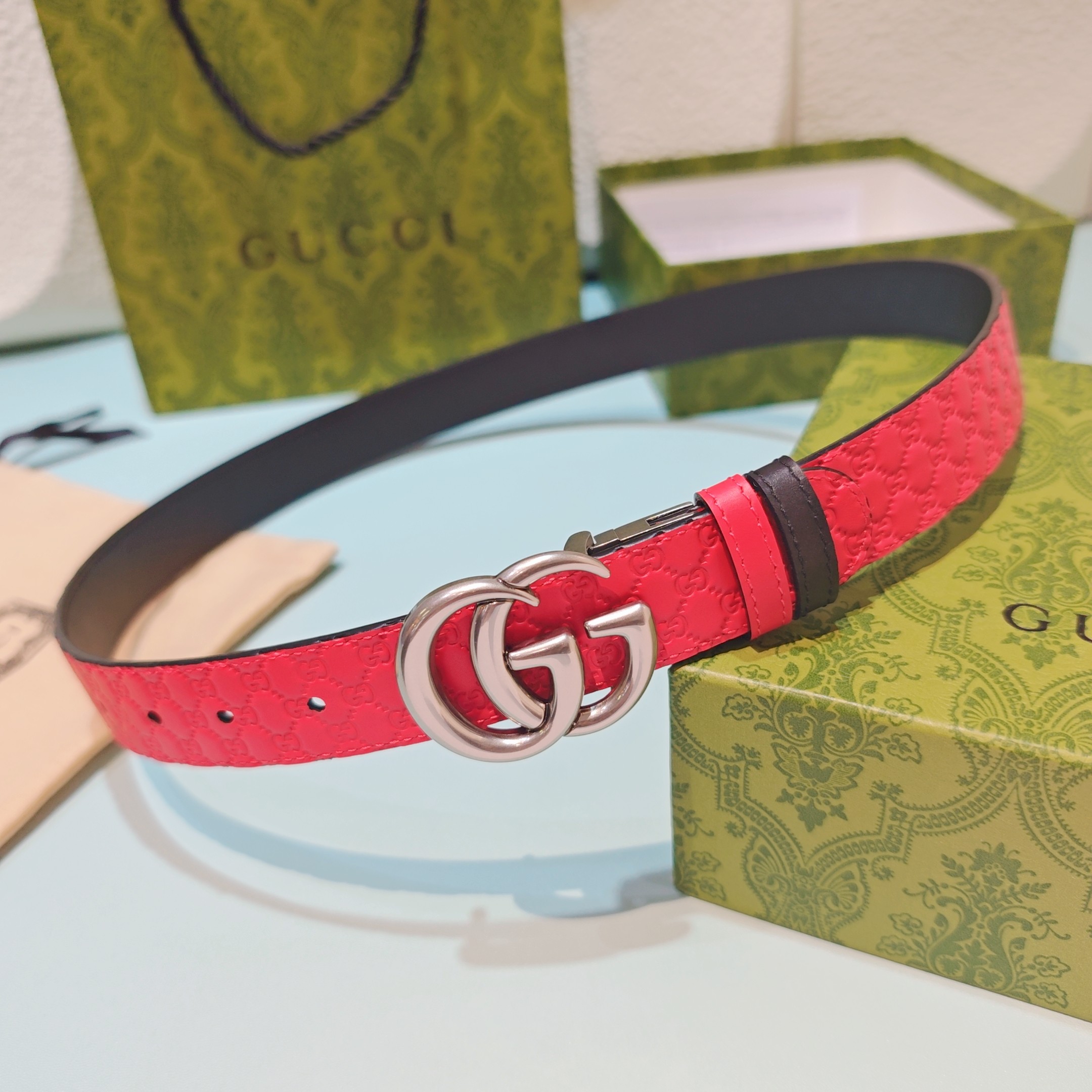 💥💥💥3.0cm 古驰 腰带，双面头层牛皮，长度：75.80.85.90.95.100.105欧，铜五金