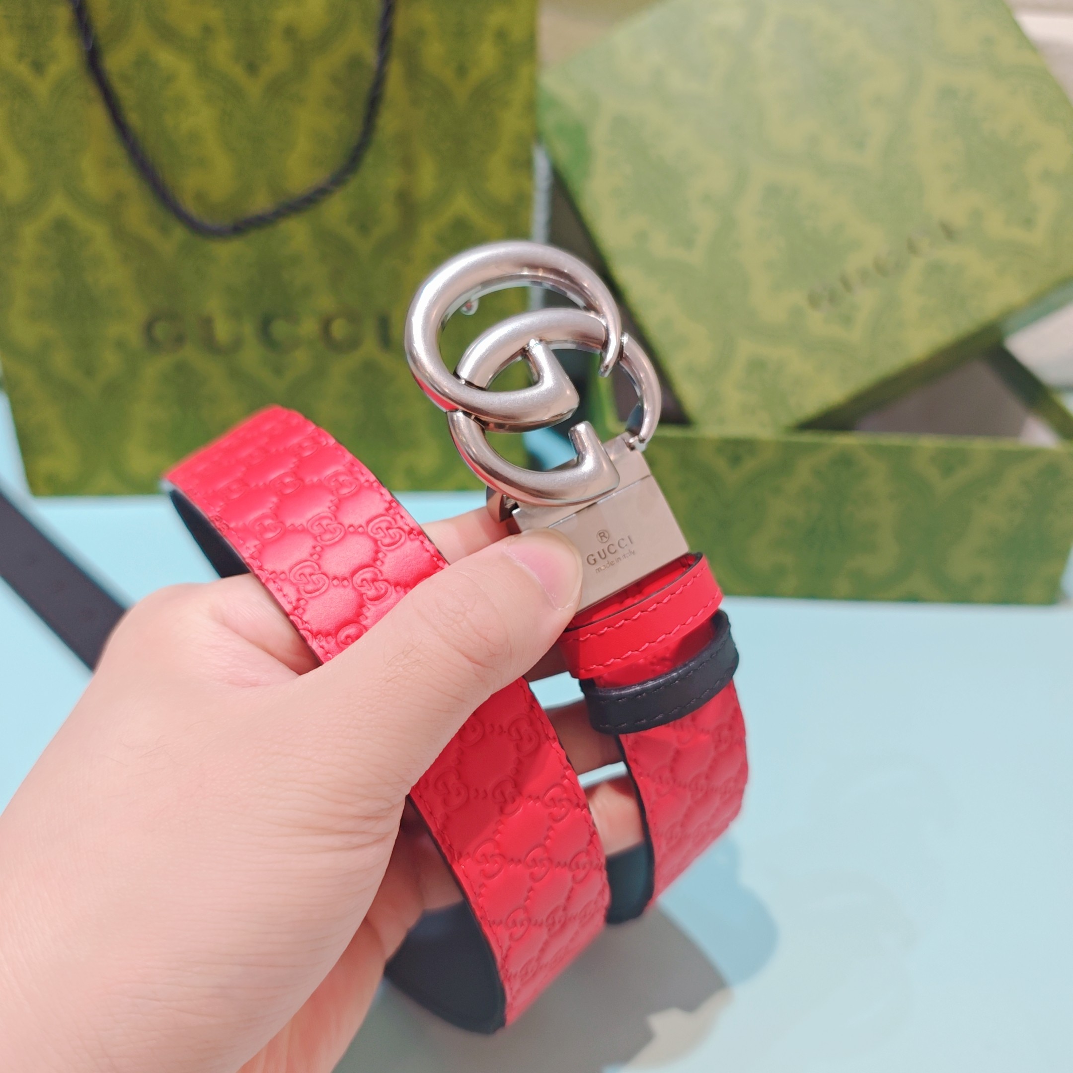 💥💥💥3.0cm 古驰 腰带，双面头层牛皮，长度：75.80.85.90.95.100.105欧，铜五金