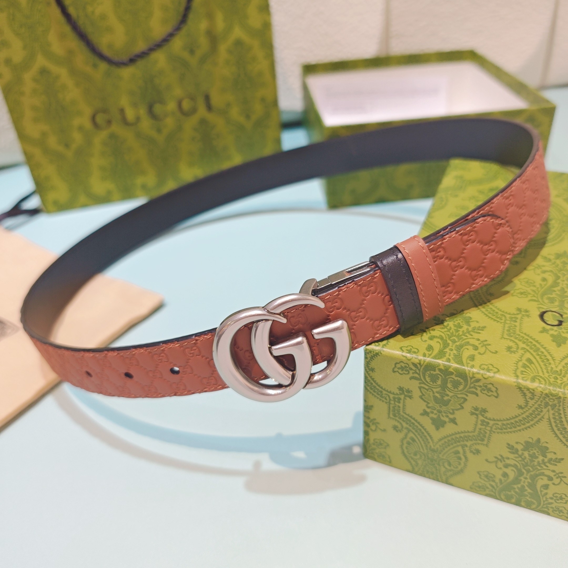 💥💥💥3.0cm 古驰 腰带，双面头层牛皮，长度：75.80.85.90.95.100.105欧，铜五金