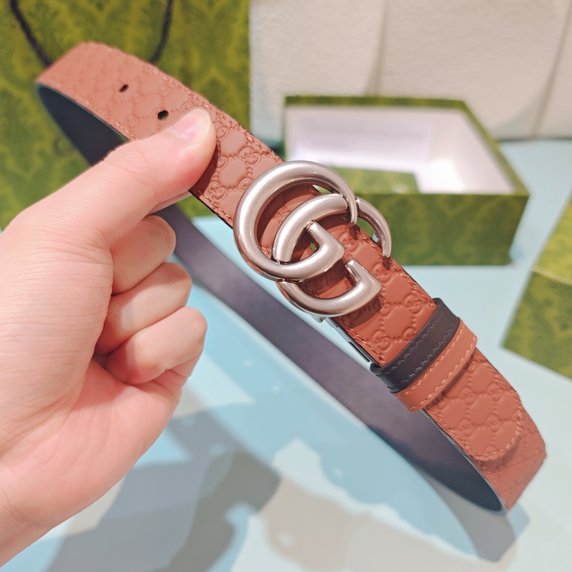 💥💥💥3.0cm 古驰 腰带，双面头层牛皮，长度：75.80.85.90.95.100.105欧，铜五金