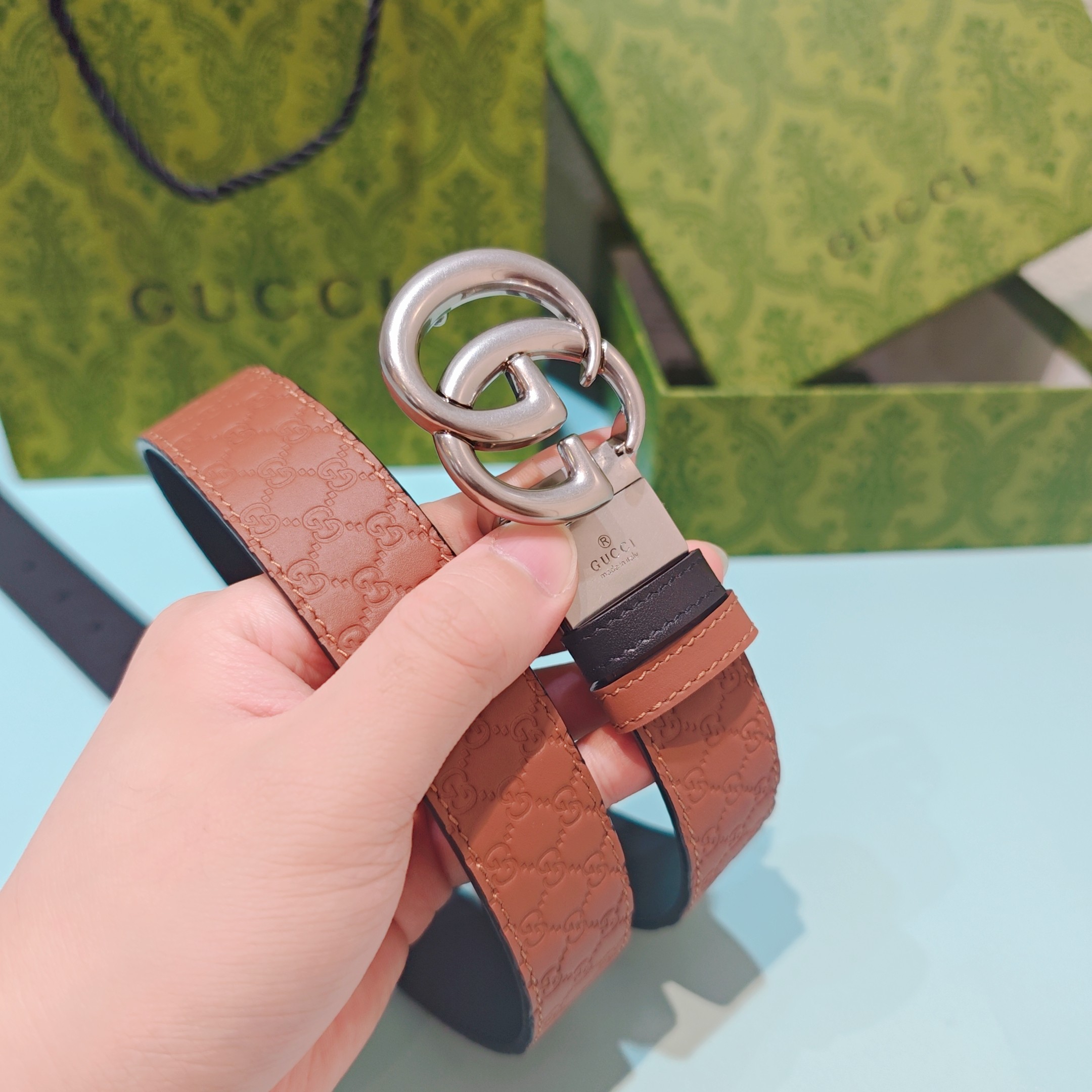 💥💥💥3.0cm 古驰 腰带，双面头层牛皮，长度：75.80.85.90.95.100.105欧，铜五金