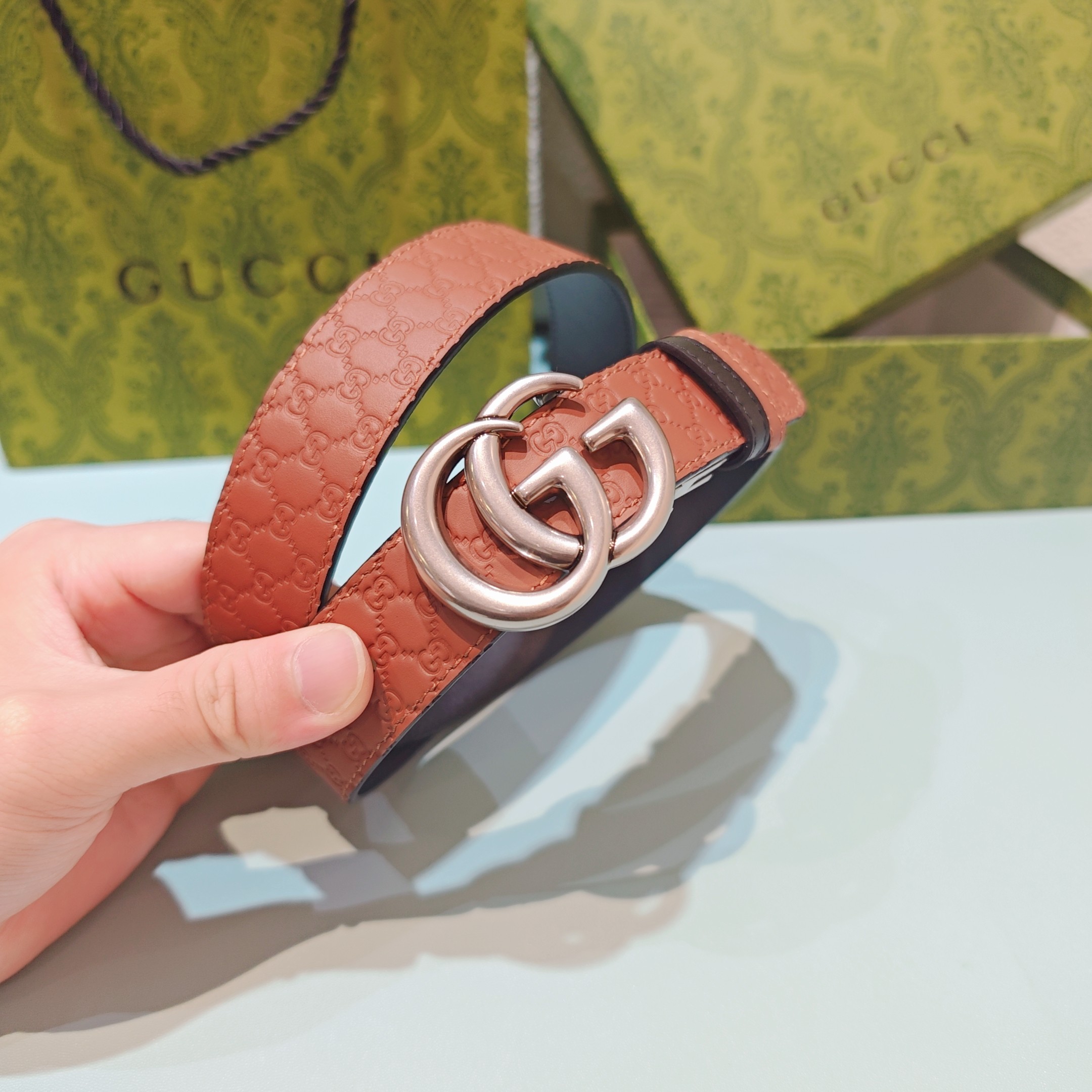 💥💥💥3.0cm 古驰 腰带，双面头层牛皮，长度：75.80.85.90.95.100.105欧，铜五金