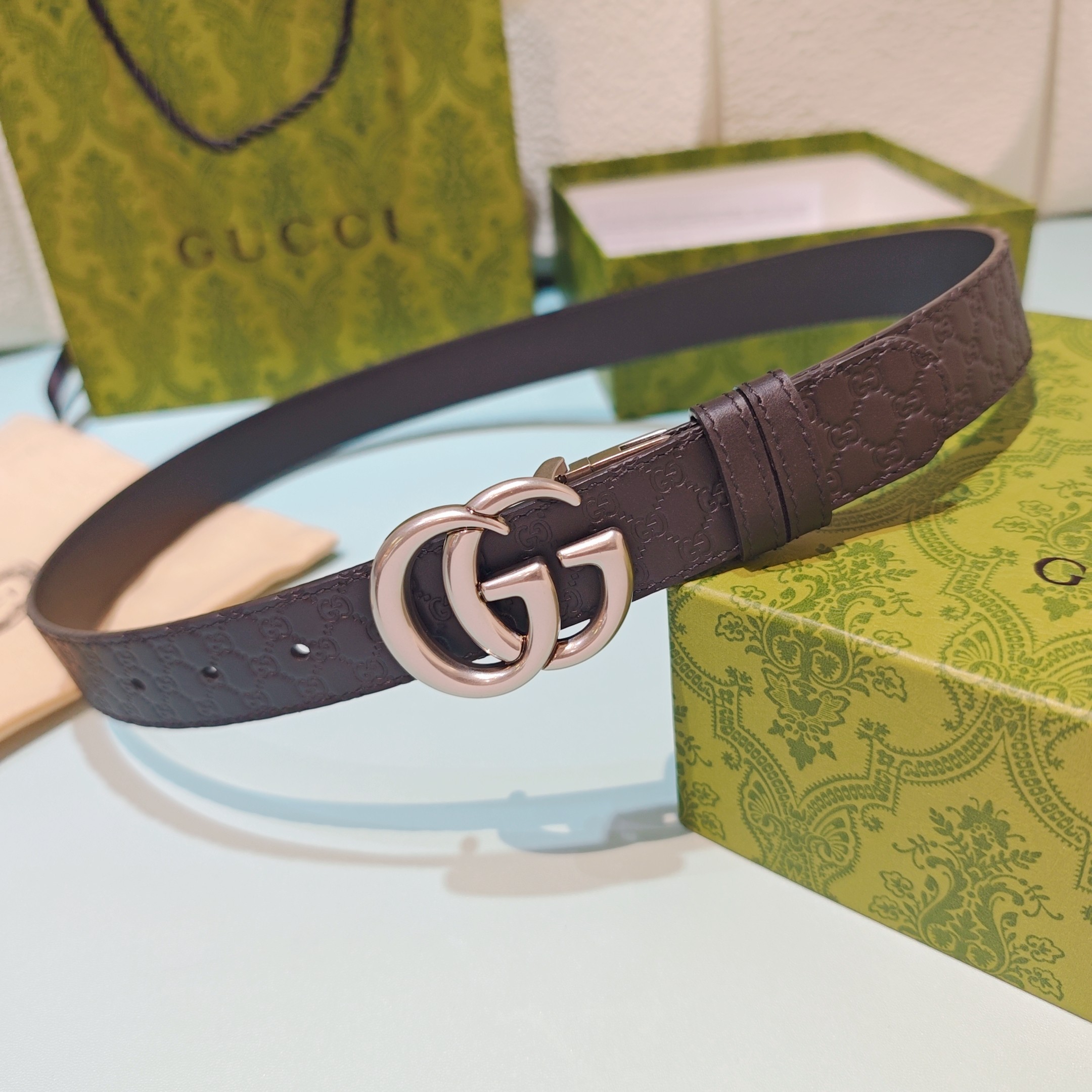 💥💥💥3.0cm 古驰 腰带，双面头层牛皮，长度：75.80.85.90.95.100.105欧，铜五金