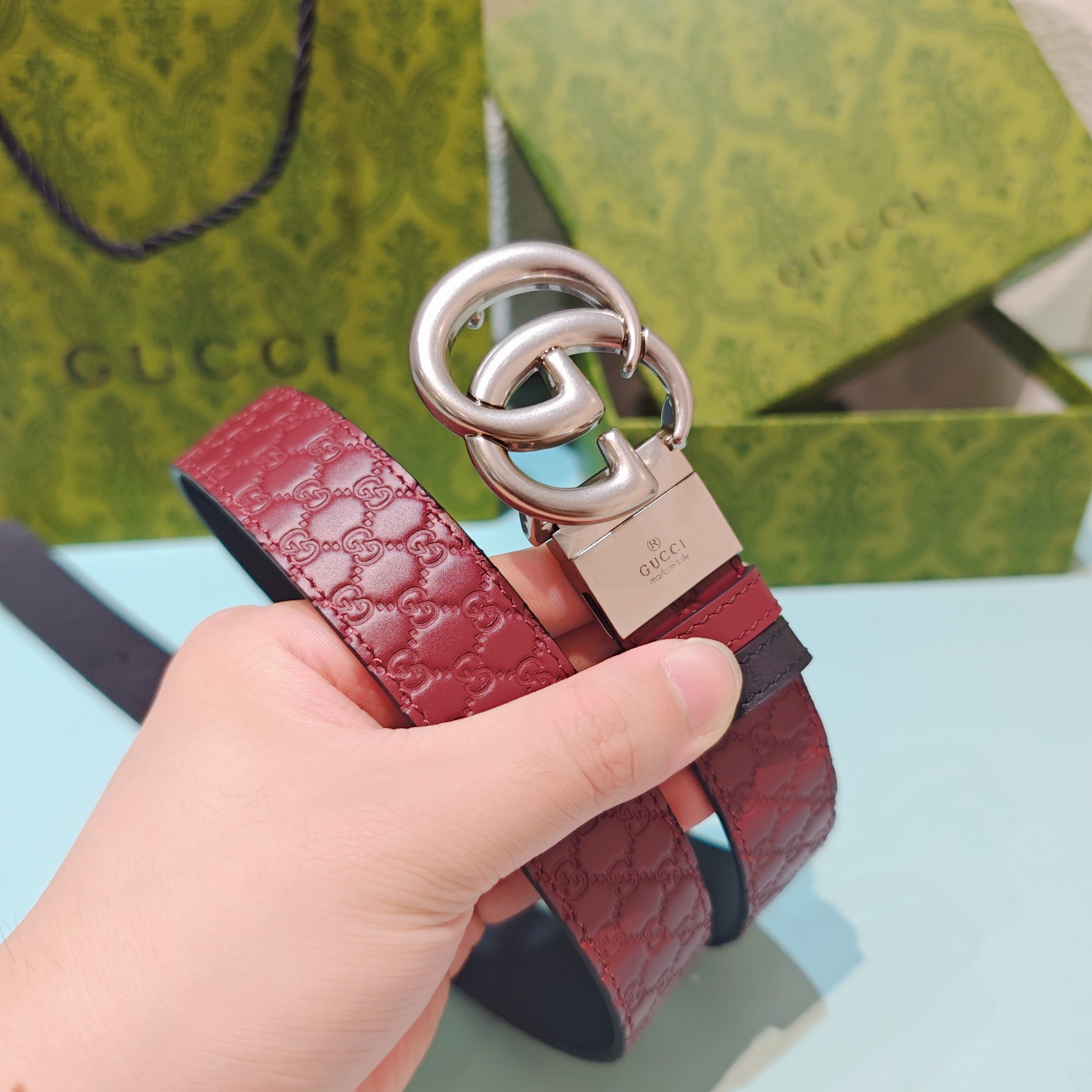 💥💥💥3.0cm 古驰 腰带，双面头层牛皮，长度：75.80.85.90.95.100.105欧，铜五金