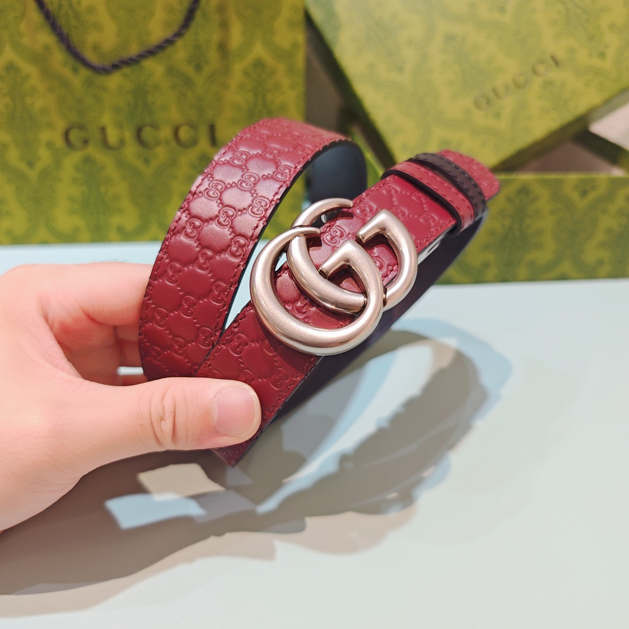 💥💥💥3.0cm 古驰 腰带，双面头层牛皮，长度：75.80.85.90.95.100.105欧，铜五金