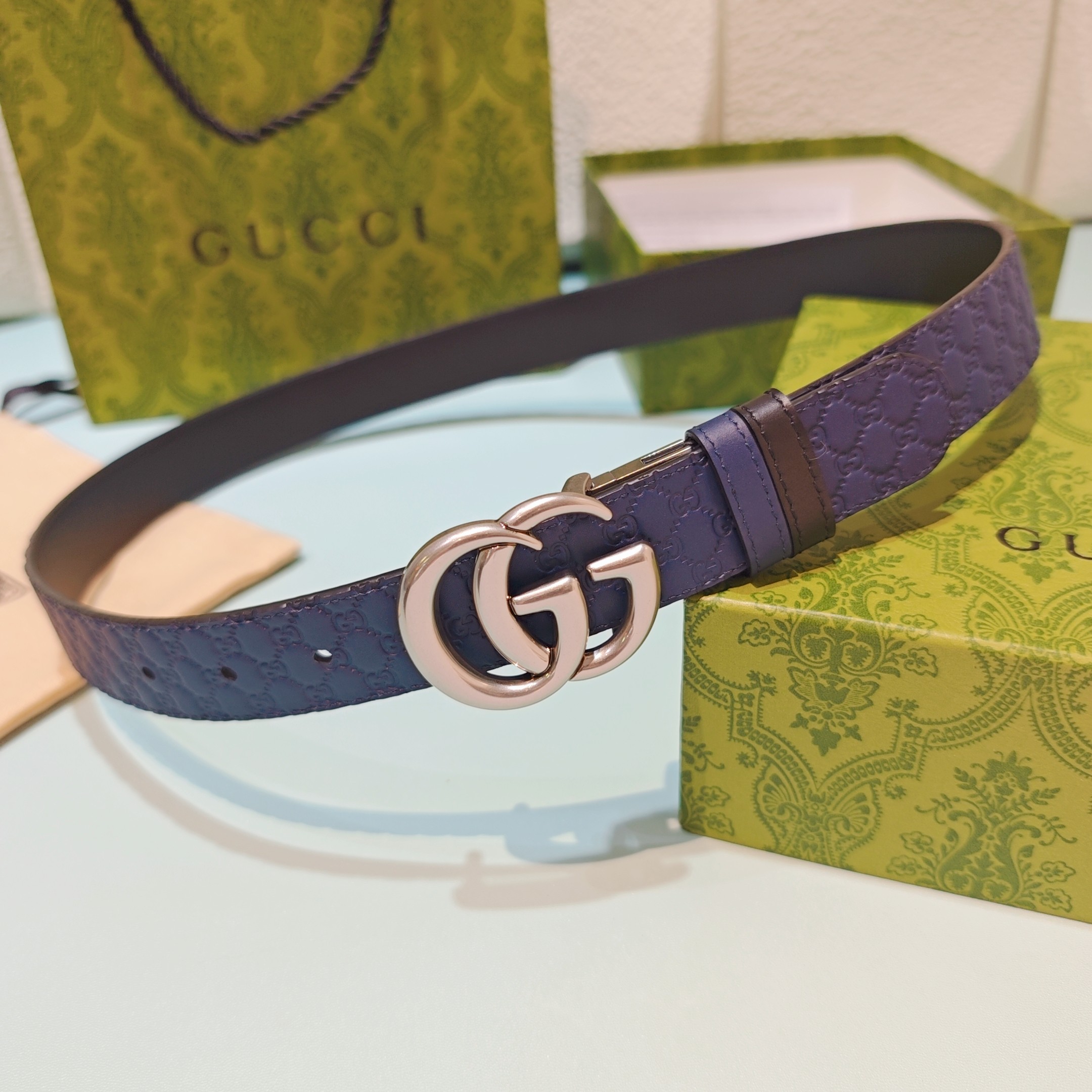 💥💥💥3.0cm 古驰 腰带，双面头层牛皮，长度：75.80.85.90.95.100.105欧，铜五金