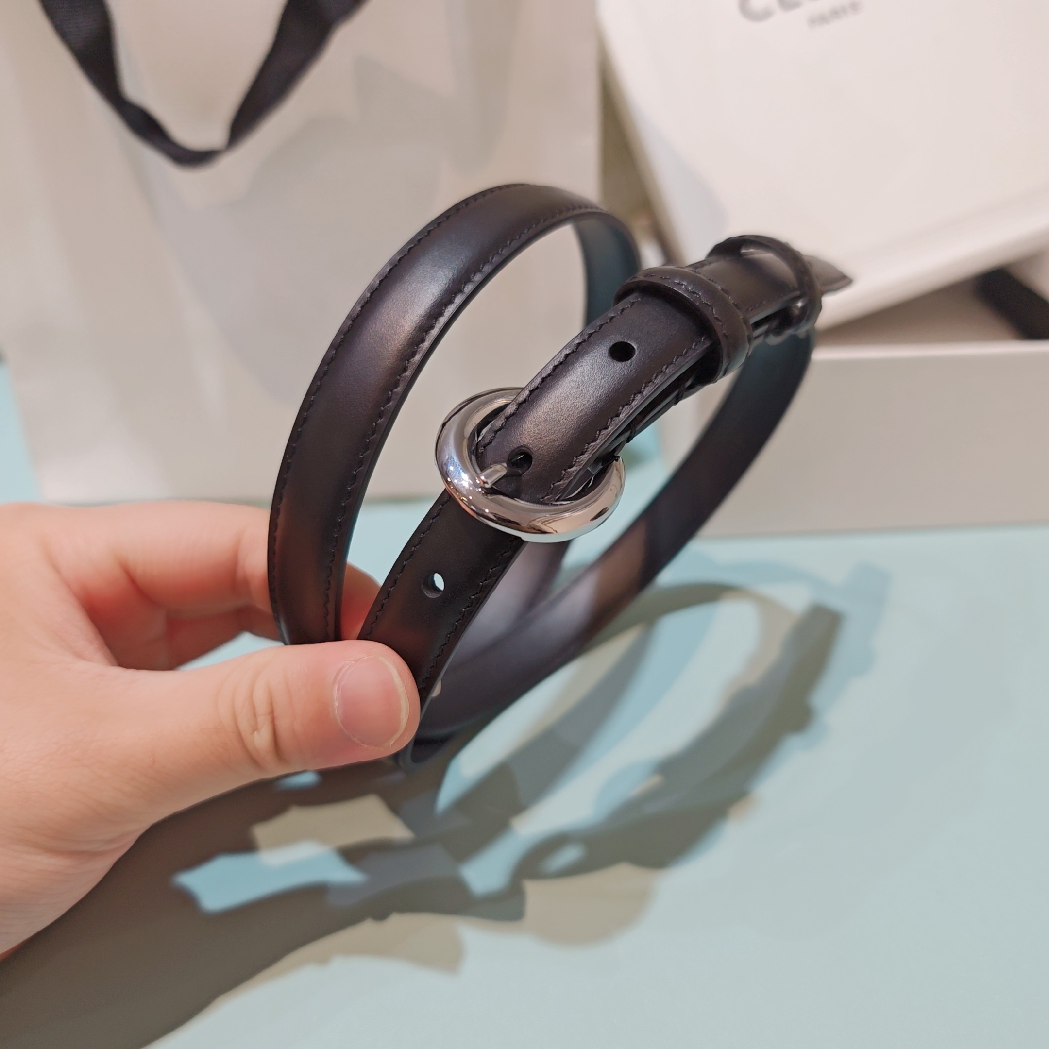 💥💥💥1.8cm赛琳CELINE腰带，双面头层牛皮，长度：75.80.85.90.95.100.欧，铜五