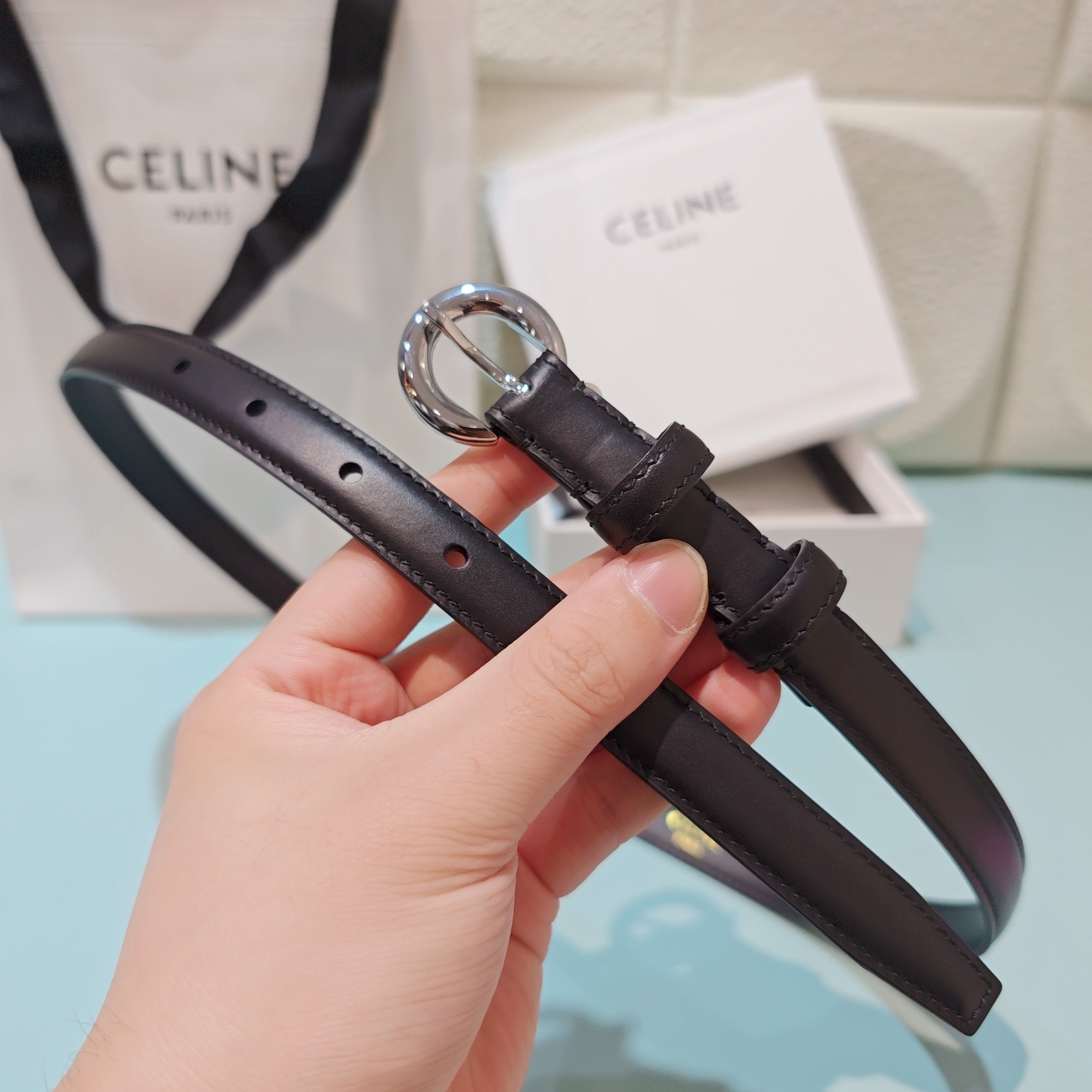 💥💥💥1.8cm赛琳CELINE腰带，双面头层牛皮，长度：75.80.85.90.95.100.欧，铜五