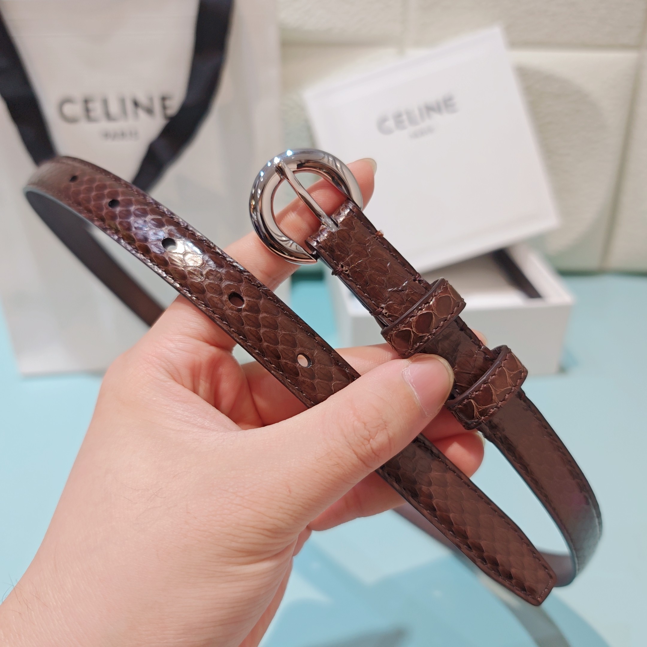 💥💥💥1.8cm赛琳CELINE腰带，双面头层牛皮，长度：75.80.85.90.95.100.欧，铜五