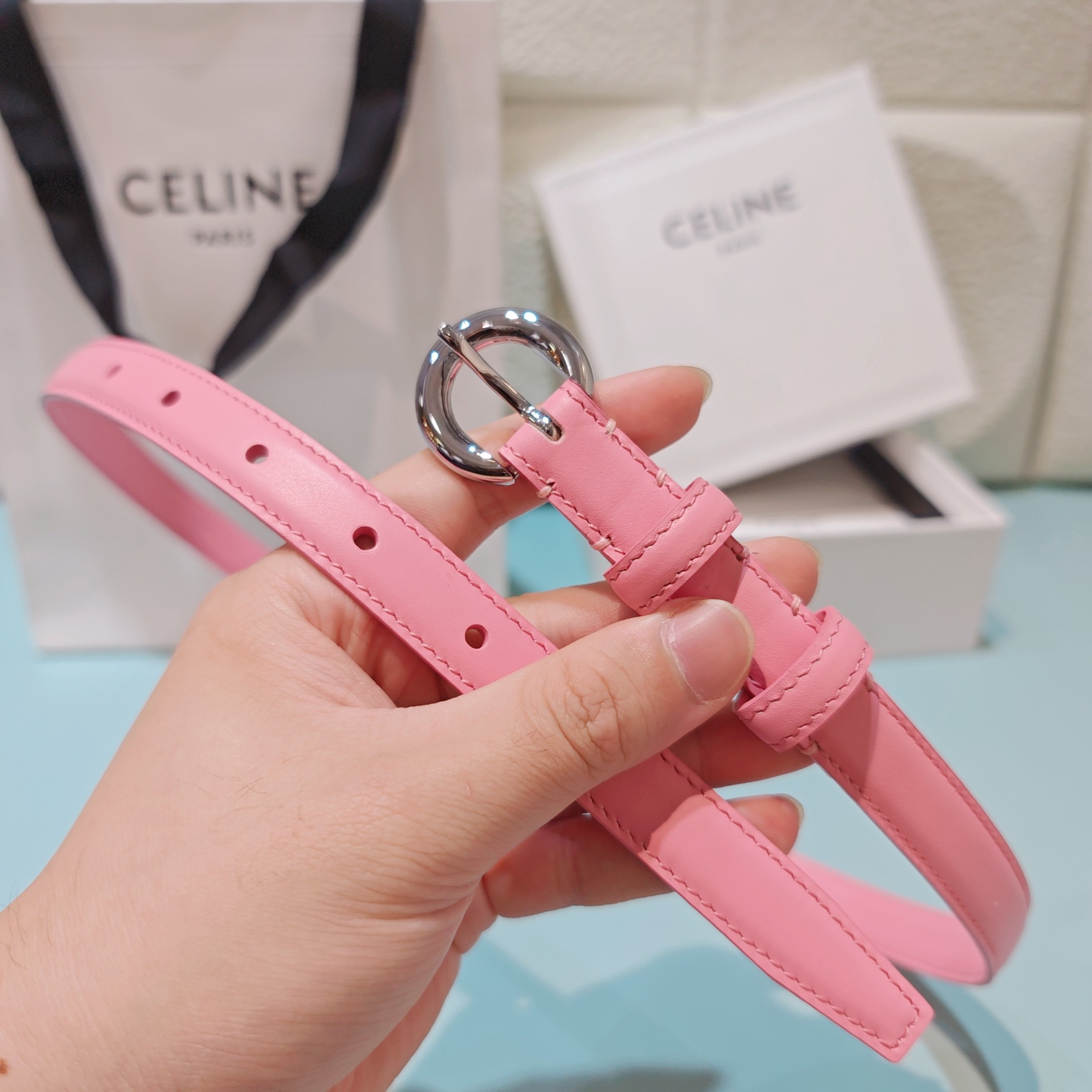 💥💥💥1.8cm赛琳CELINE腰带，双面头层牛皮，长度：75.80.85.90.95.100.欧，铜五