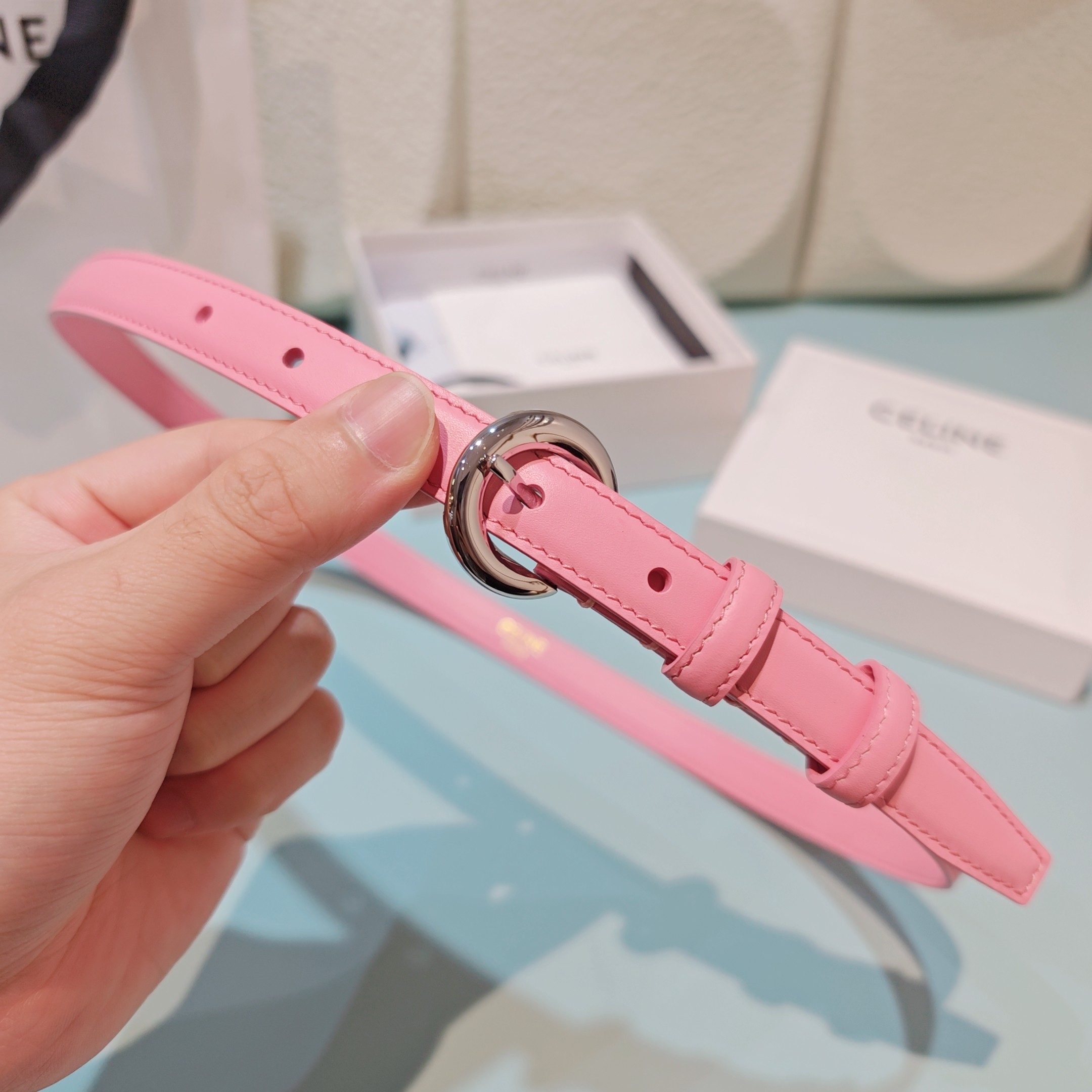 💥💥💥1.8cm赛琳CELINE腰带，双面头层牛皮，长度：75.80.85.90.95.100.欧，铜五