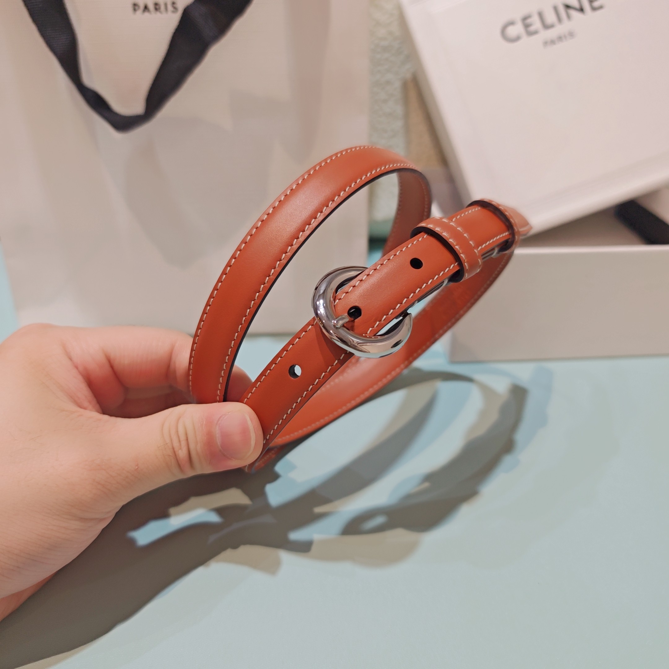 💥💥💥1.8cm赛琳CELINE腰带，双面头层牛皮，长度：75.80.85.90.95.100.欧，铜五