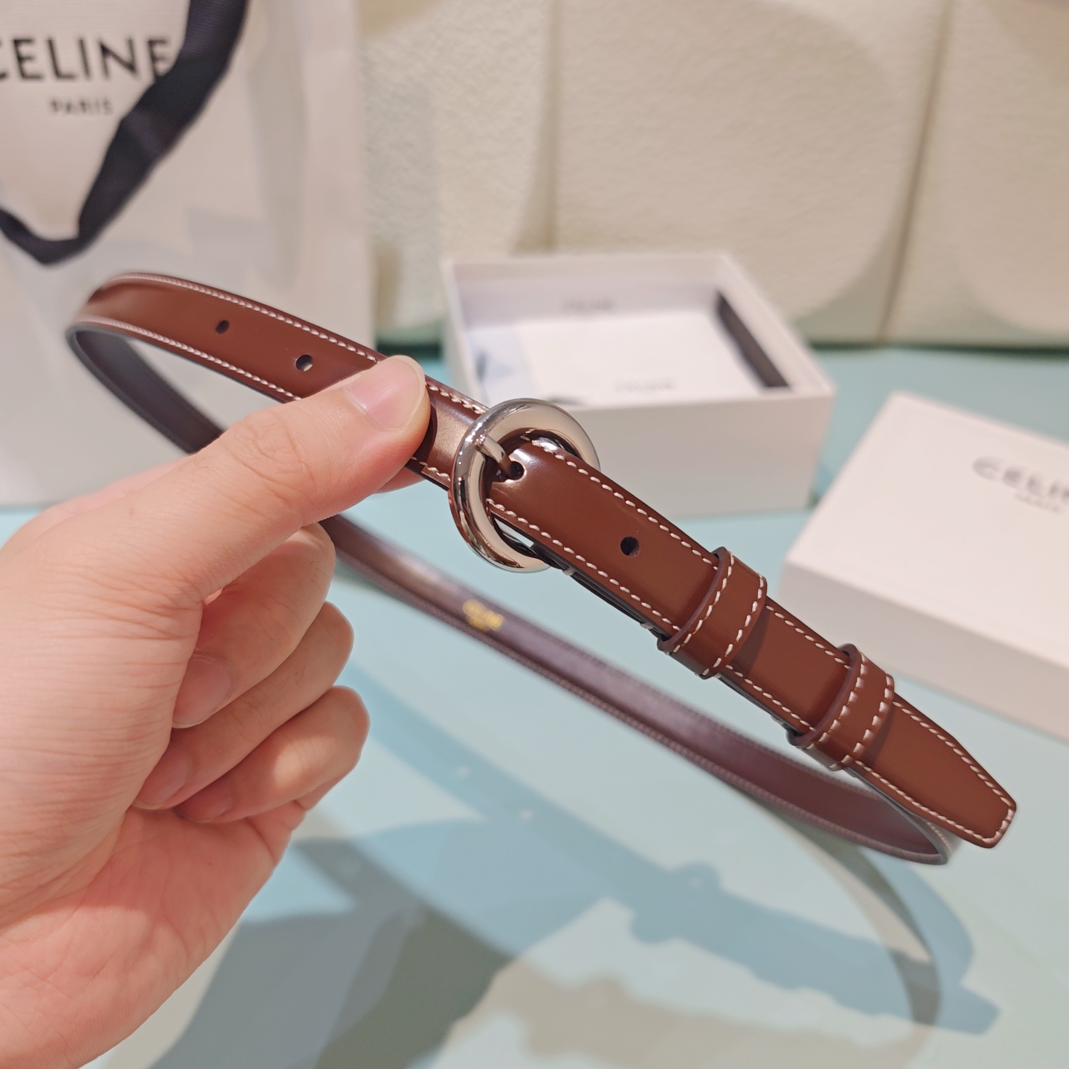 💥💥💥1.8cm赛琳CELINE腰带，双面头层牛皮，长度：75.80.85.90.95.100.欧，铜五