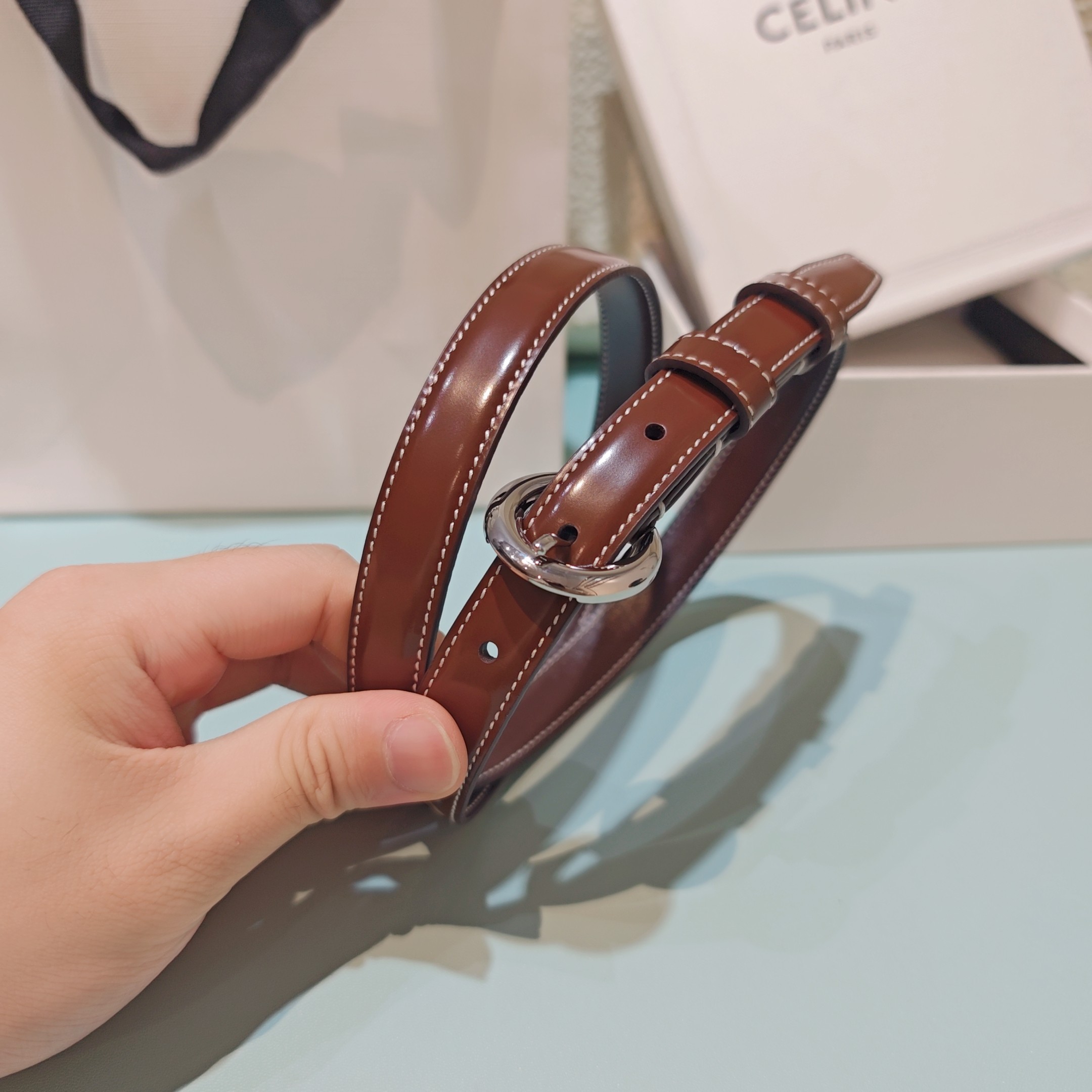 💥💥💥1.8cm赛琳CELINE腰带，双面头层牛皮，长度：75.80.85.90.95.100.欧，铜五