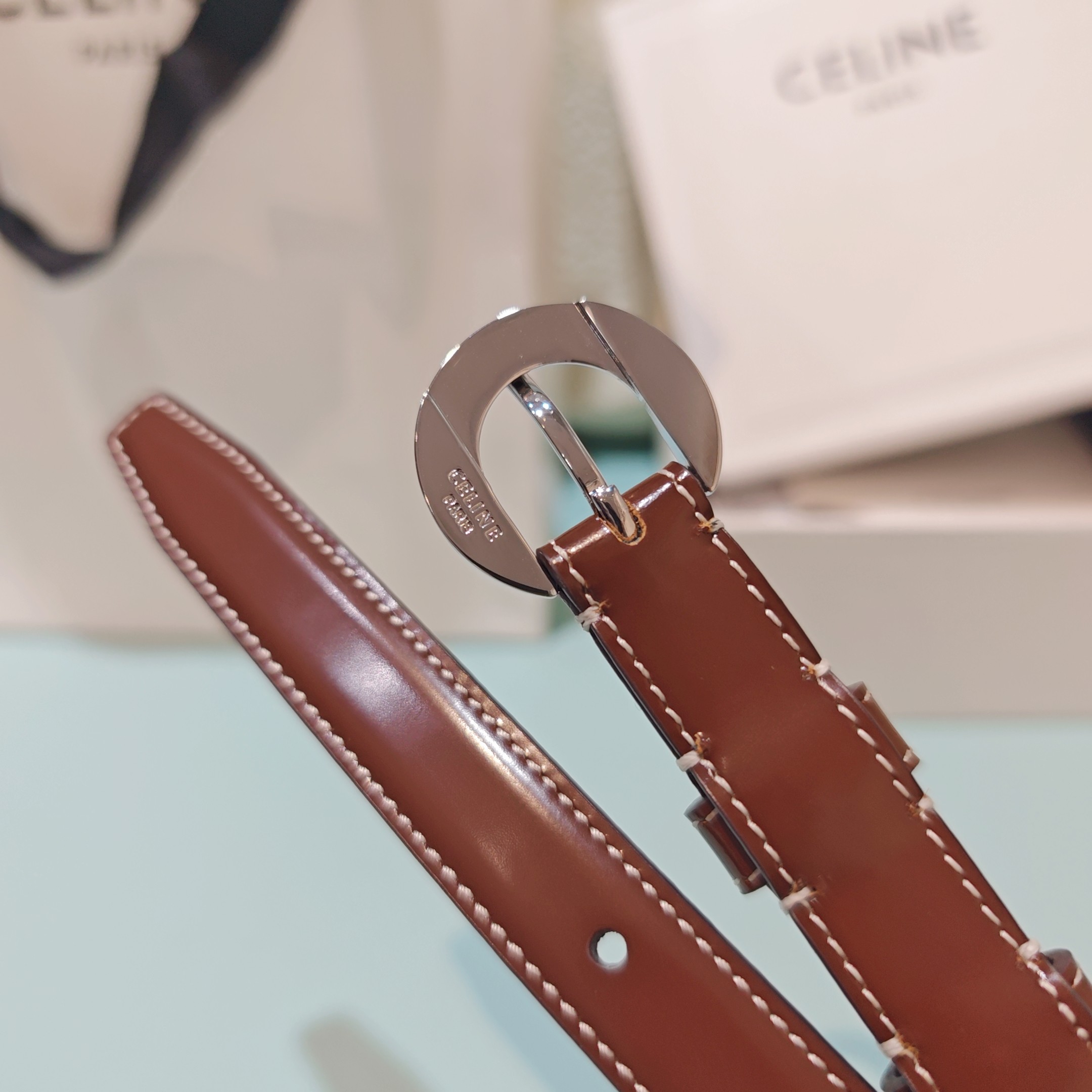 💥💥💥1.8cm赛琳CELINE腰带，双面头层牛皮，长度：75.80.85.90.95.100.欧，铜五