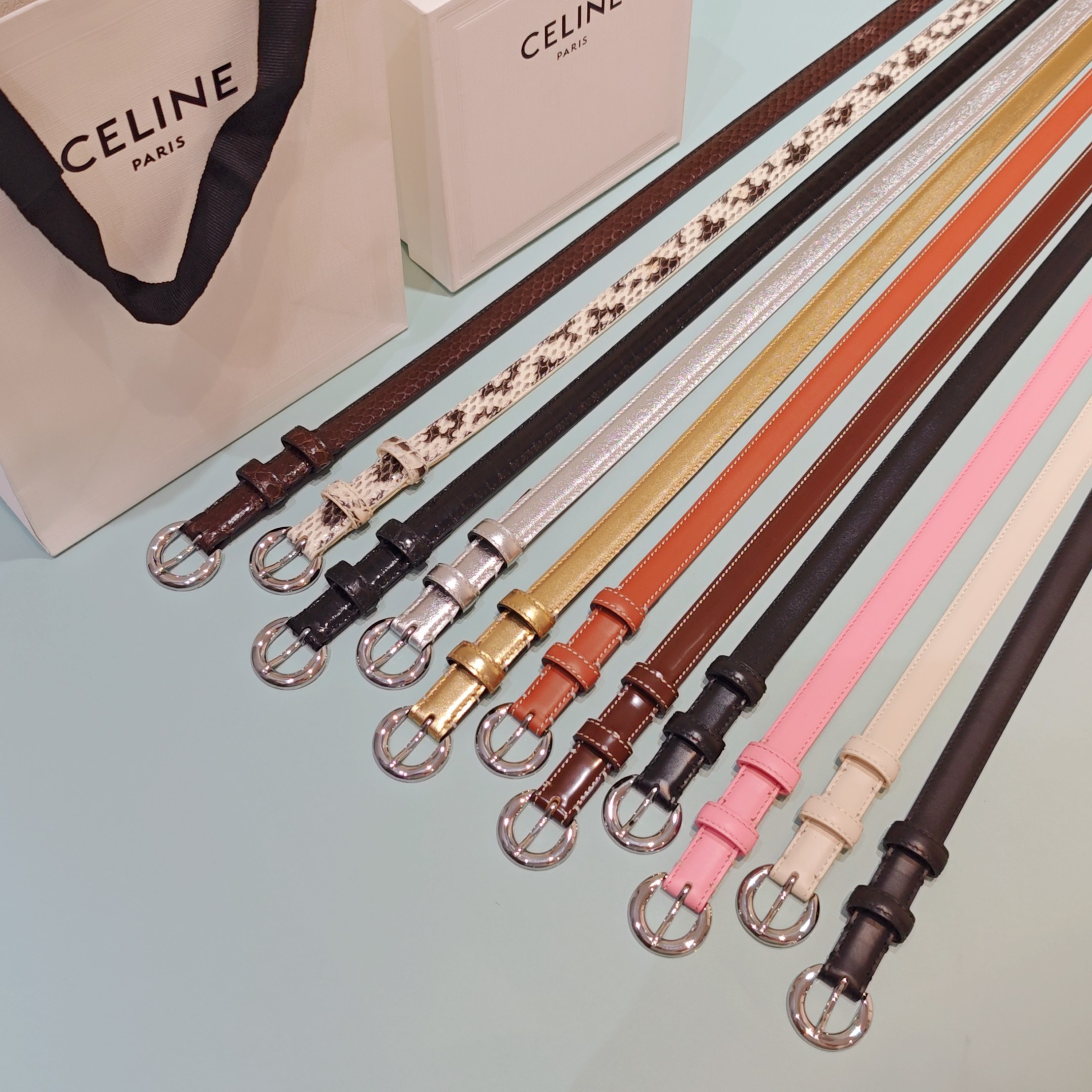 💥💥💥1.8cm赛琳CELINE腰带，双面头层牛皮，长度：75.80.85.90.95.100.欧，铜五