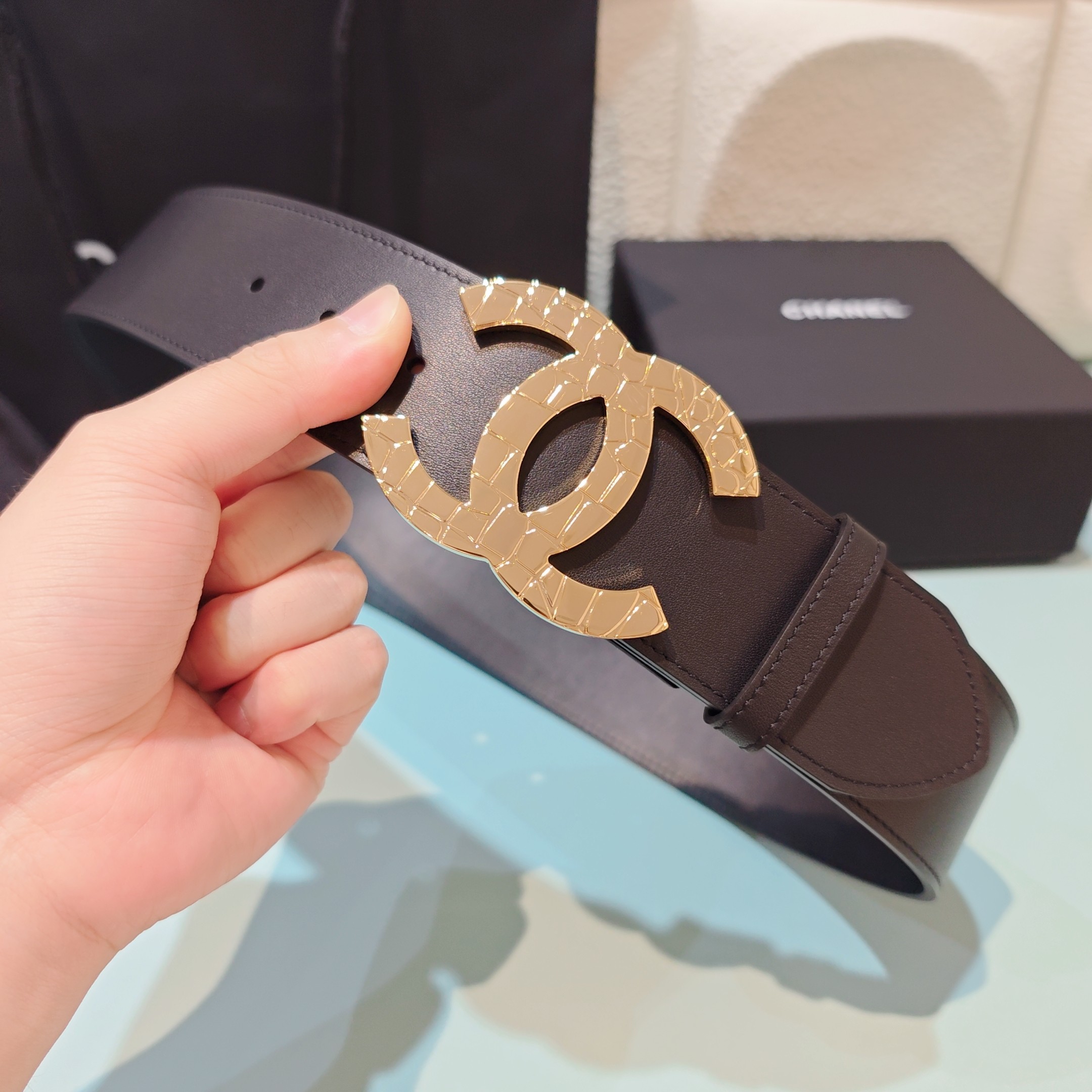 💥💥💥5.0cm香奈儿腰带，双面头层牛皮，长度：75.80.85.90.95.100欧，铜五金扣原版开模