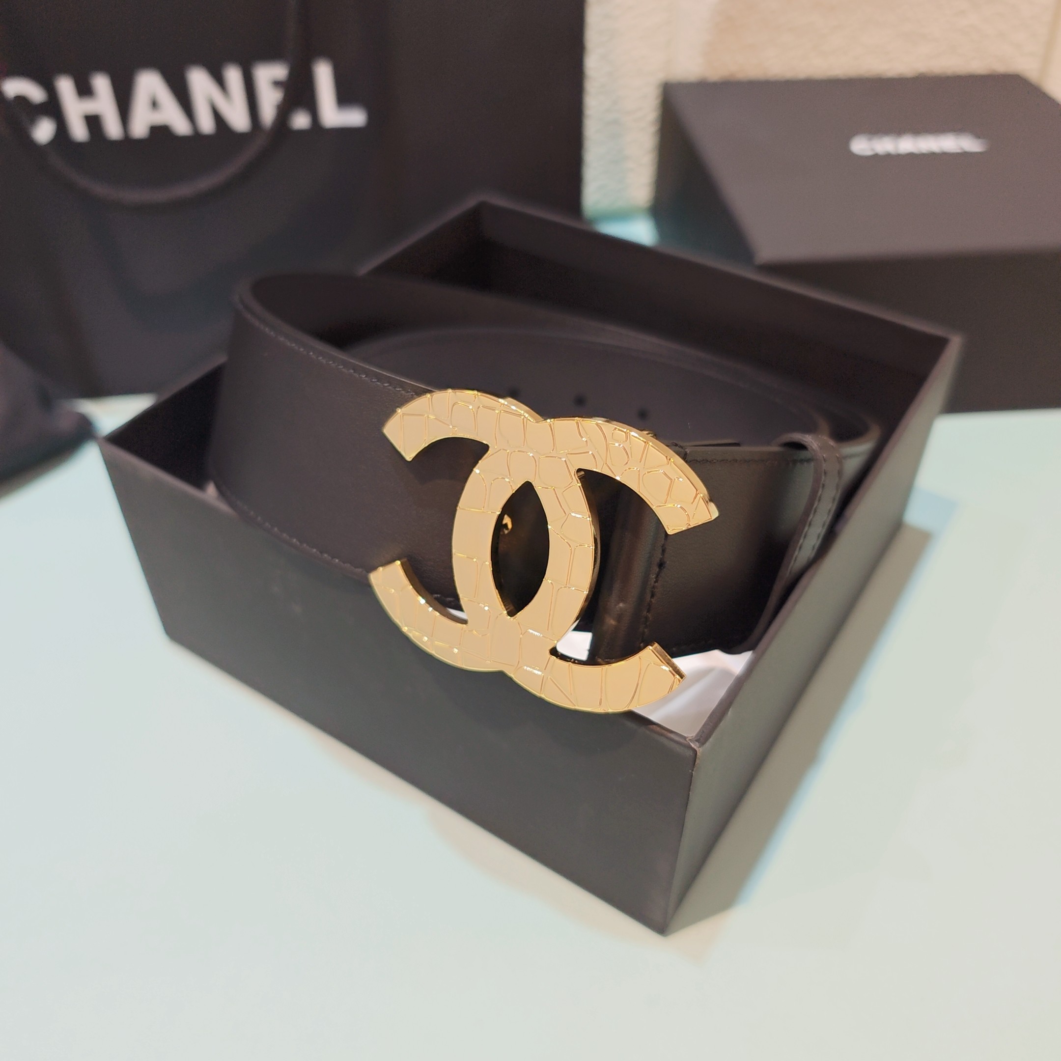 💥💥💥5.0cm香奈儿腰带，双面头层牛皮，长度：75.80.85.90.95.100欧，铜五金扣原版开模