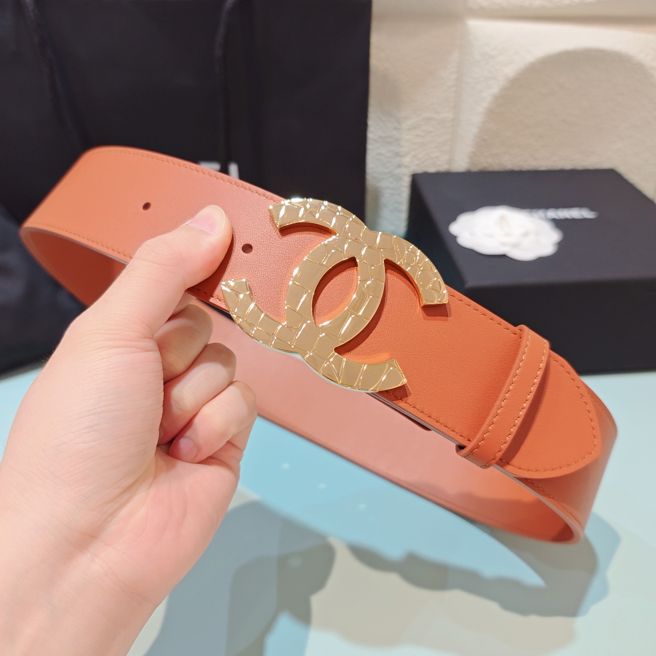 💥💥💥5.0cm香奈儿腰带，双面头层牛皮，长度：75.80.85.90.95.100欧，铜五金扣原版开模