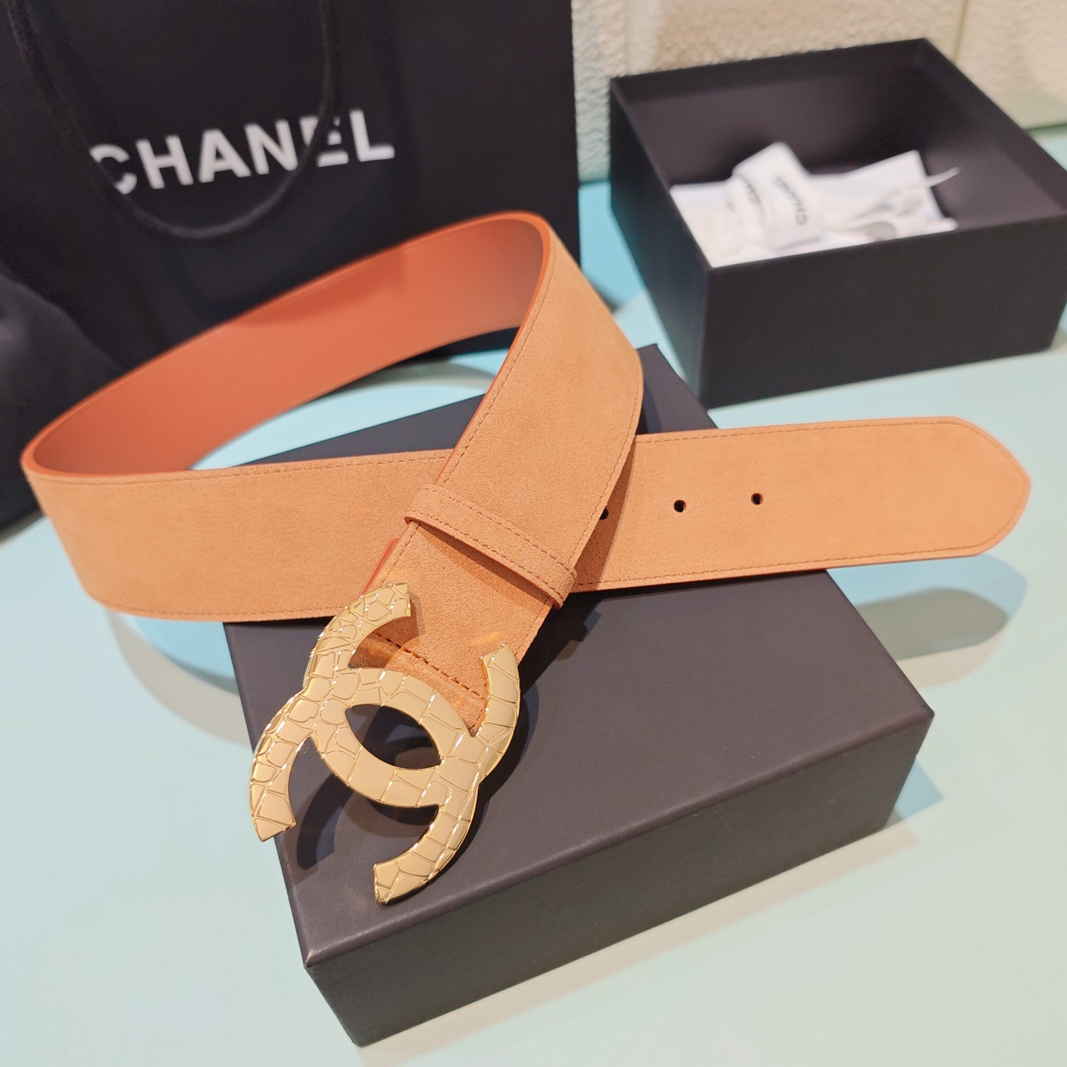 💥💥💥5.0cm香奈儿腰带，双面头层牛皮，长度：75.80.85.90.95.100欧，铜五金扣原版开模