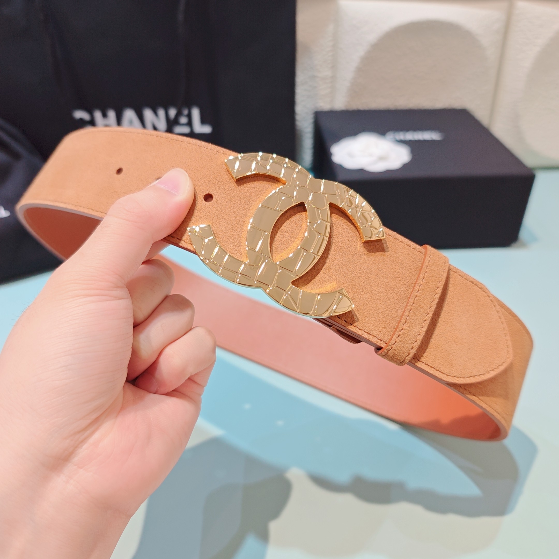 💥💥💥5.0cm香奈儿腰带，双面头层牛皮，长度：75.80.85.90.95.100欧，铜五金扣原版开模