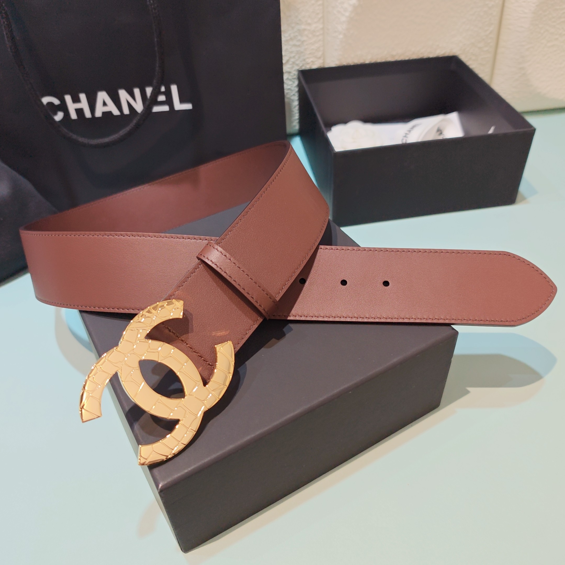 💥💥💥5.0cm香奈儿腰带，双面头层牛皮，长度：75.80.85.90.95.100欧，铜五金扣原版开模