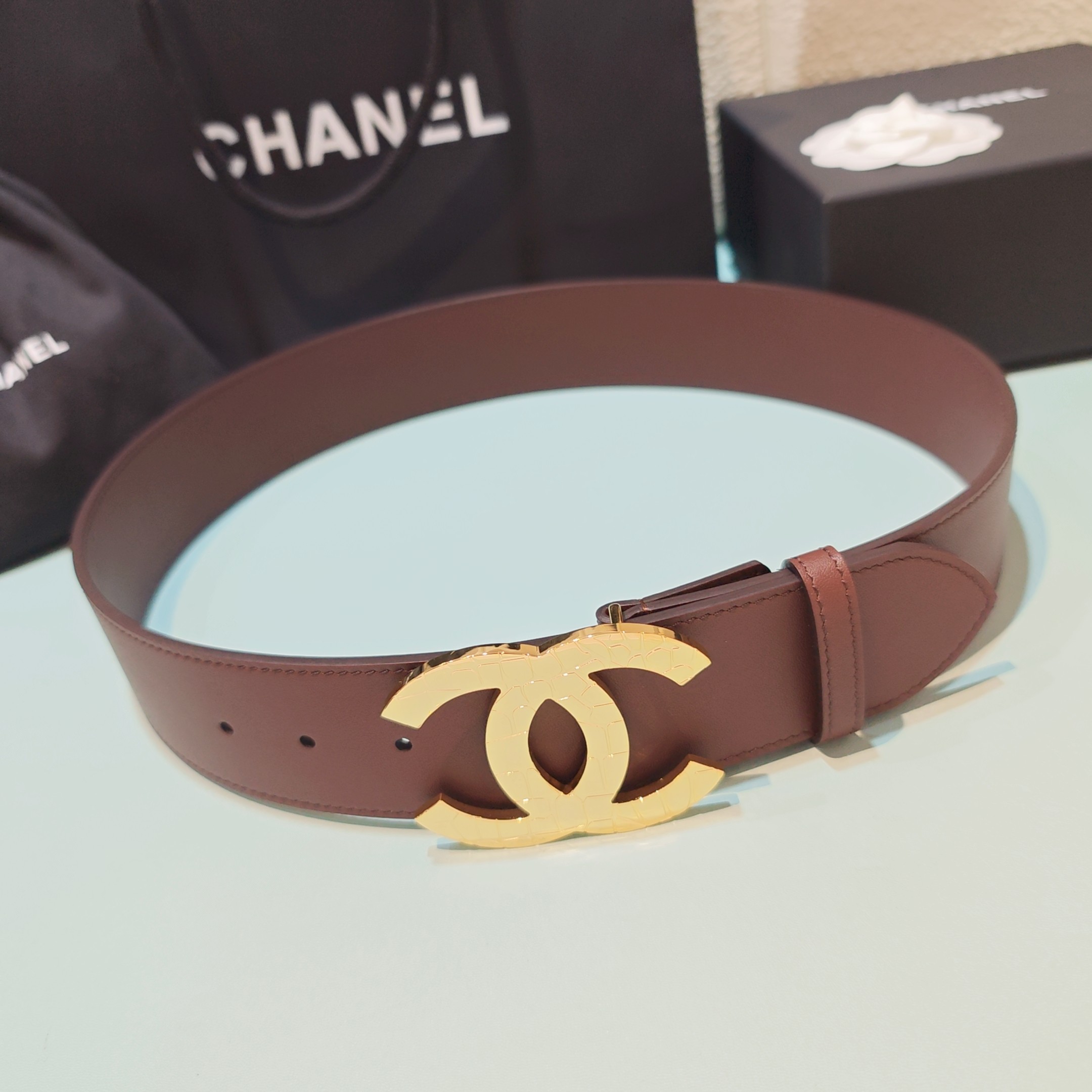 💥💥💥5.0cm香奈儿腰带，双面头层牛皮，长度：75.80.85.90.95.100欧，铜五金扣原版开模