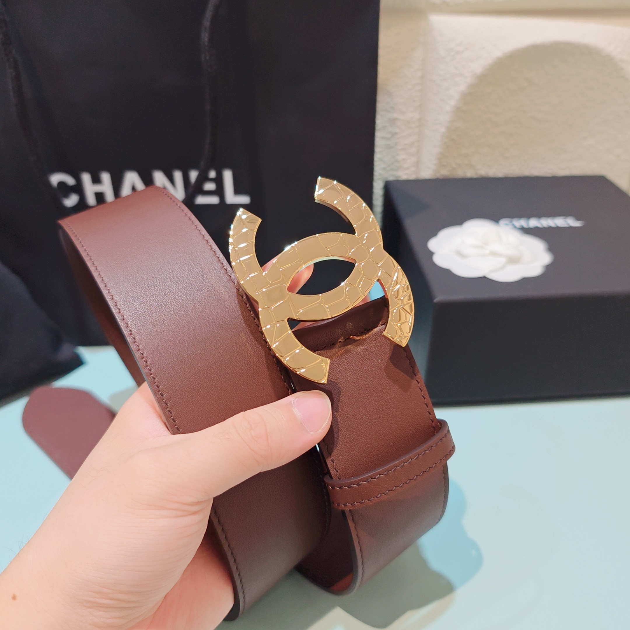 💥💥💥5.0cm香奈儿腰带，双面头层牛皮，长度：75.80.85.90.95.100欧，铜五金扣原版开模